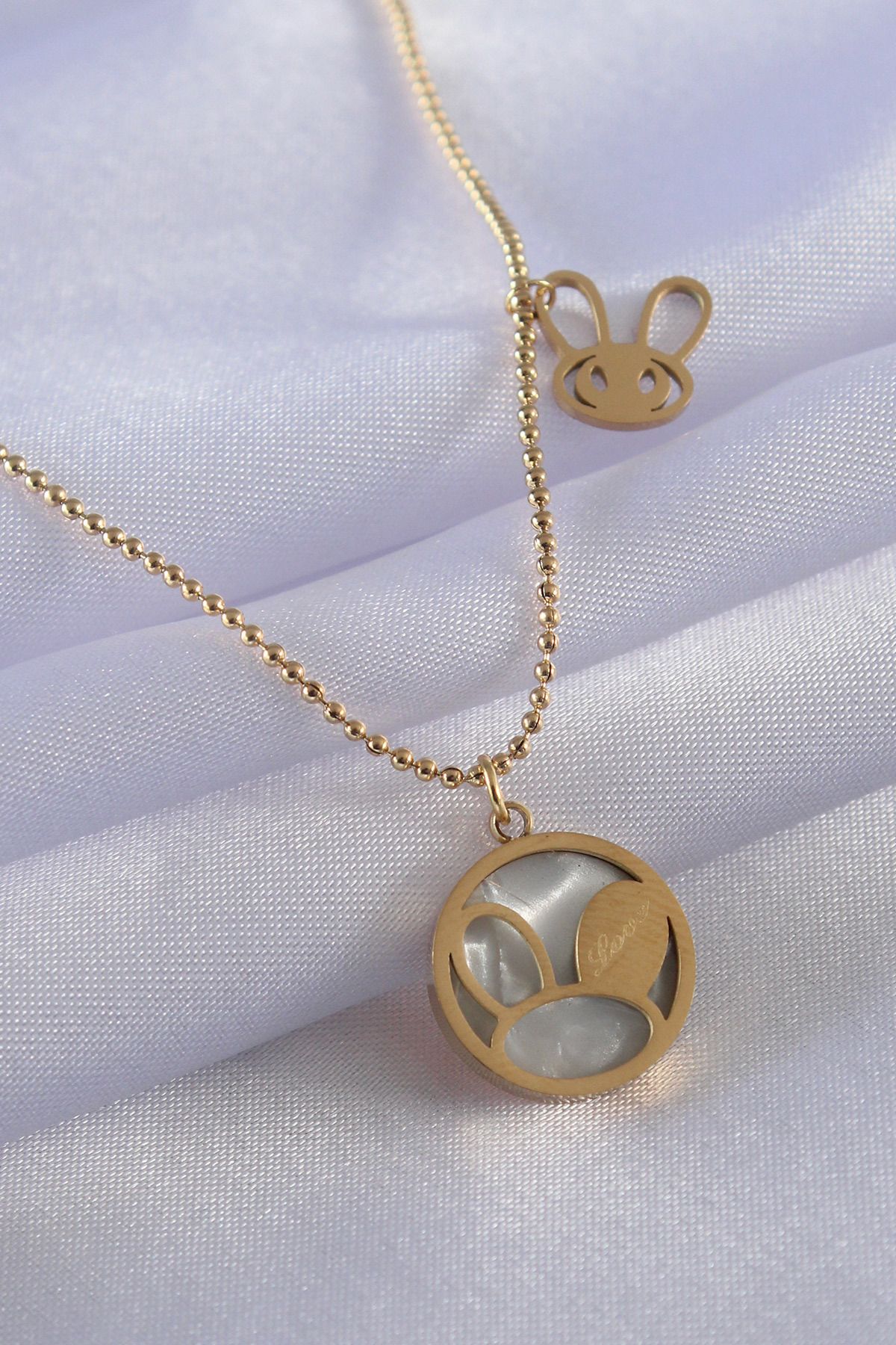BZK ACCESSORİES 316L Çelik Gold Renk Tavşan Model Kadın Kolye