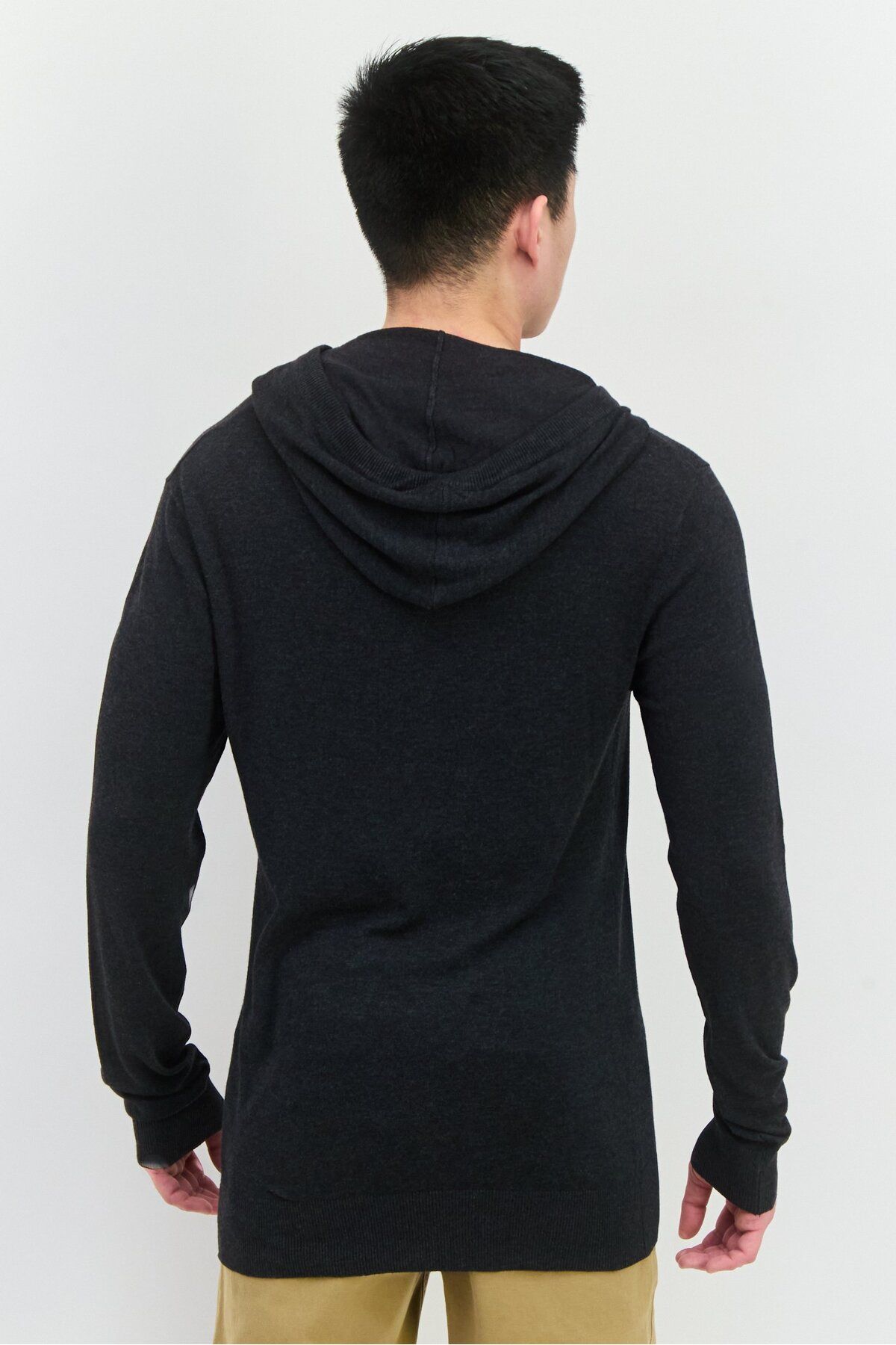 French Connection-Men Hooded Long Sleeves Heather Sweater, Charcoal 3