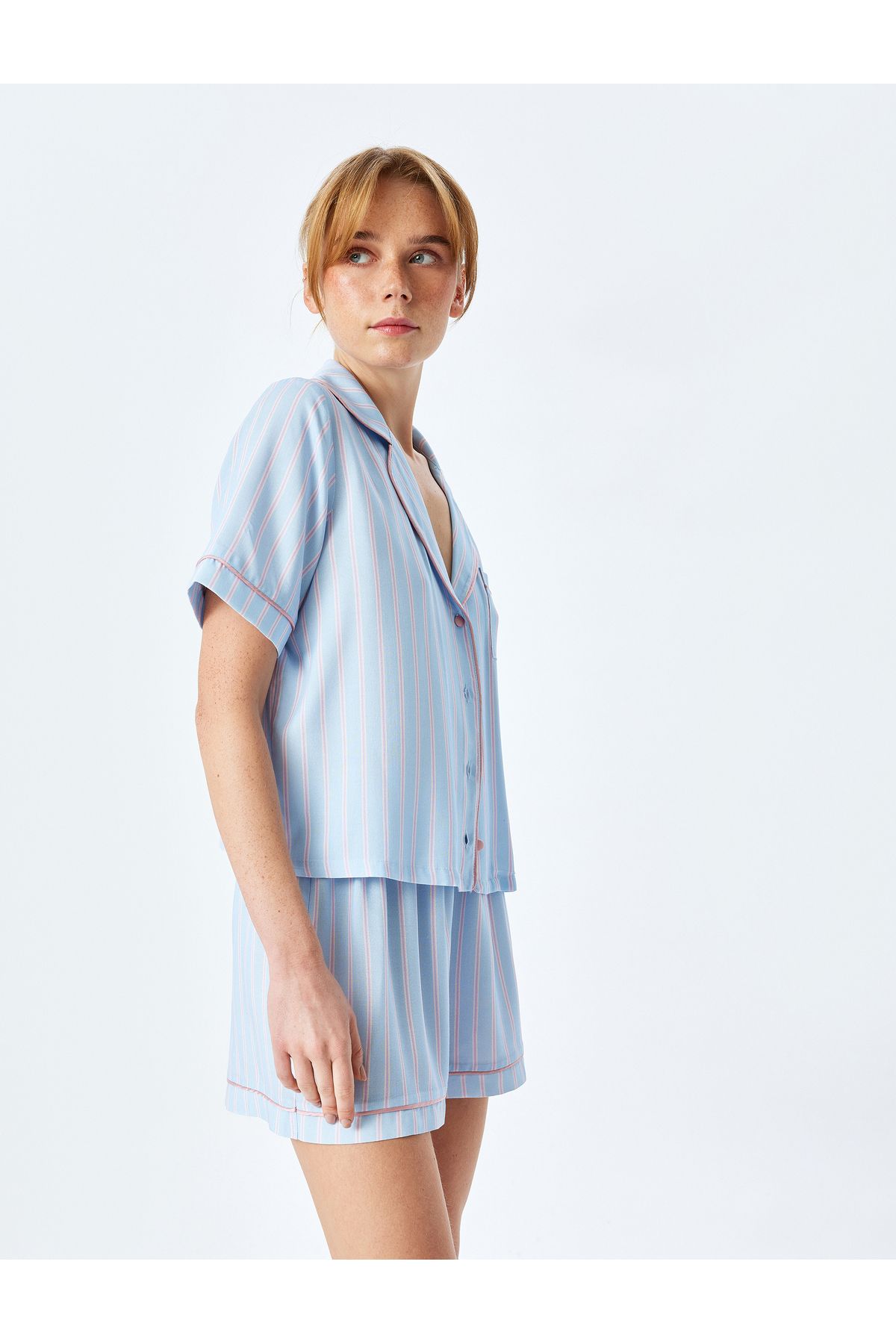Koton Yeni Sezon Çizgili Slim Fit Viskon Şort Pijama Altı