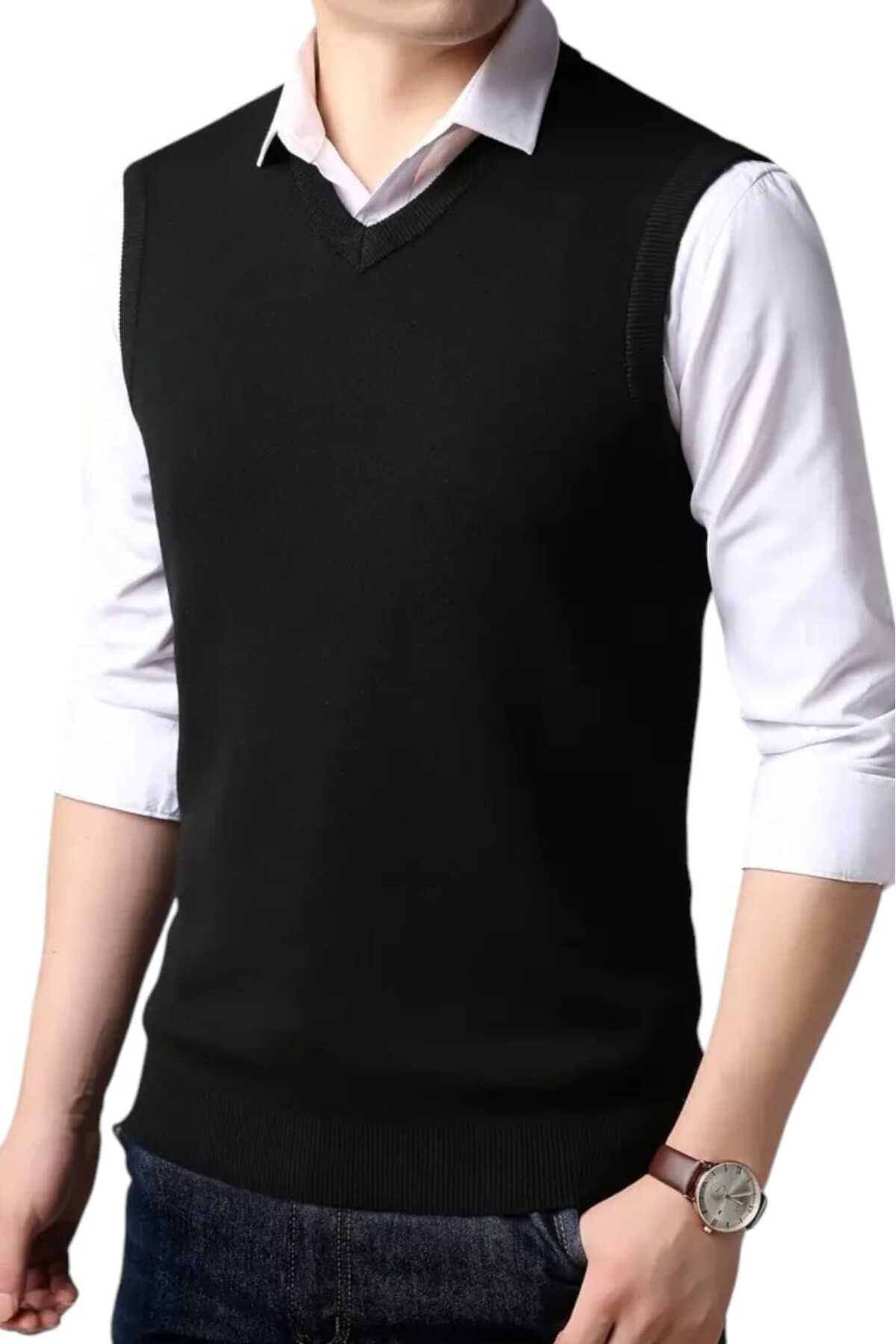 Uniquetrenders-2-Piece Men's V-Neck Knitwear Non-Pilling Sweater Men's Slim Fit Sweater 4