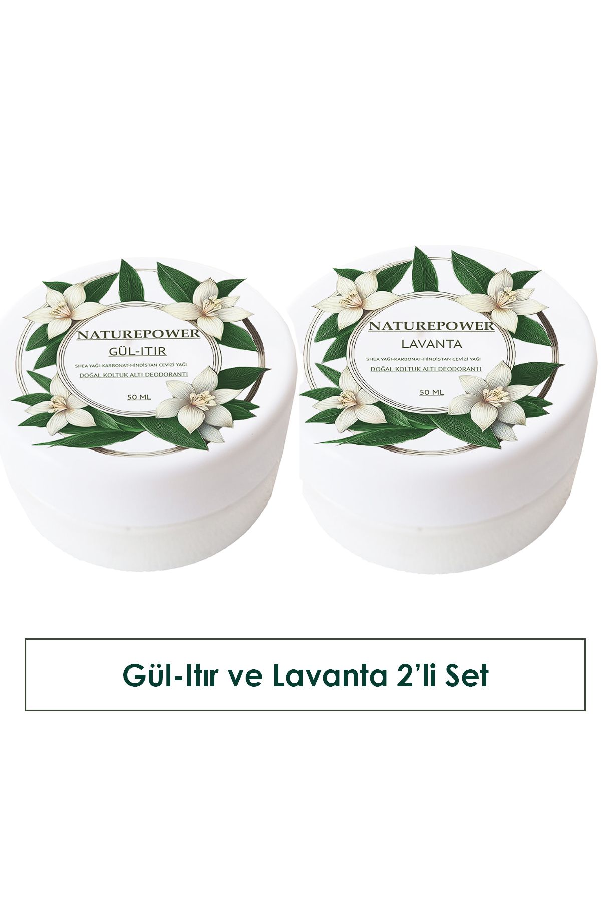 naturepower Alüminyum İçermeyen Doğal İçerikli Gül-Itır ve Lavanta Kokulu Krem Koltuk Altı Deodorant Seti 50 ML