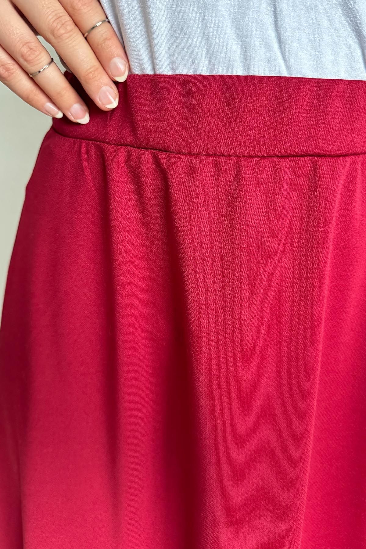 InStyle-Double Knitted Fabric Skirt - Red 2