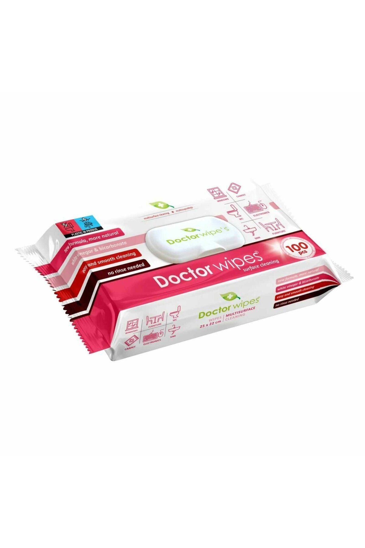 DOCTOR WIPES-Servetele umede cu bicarbonat si otet, pentru suprafete multiple, 100 de bucati / pachet 1