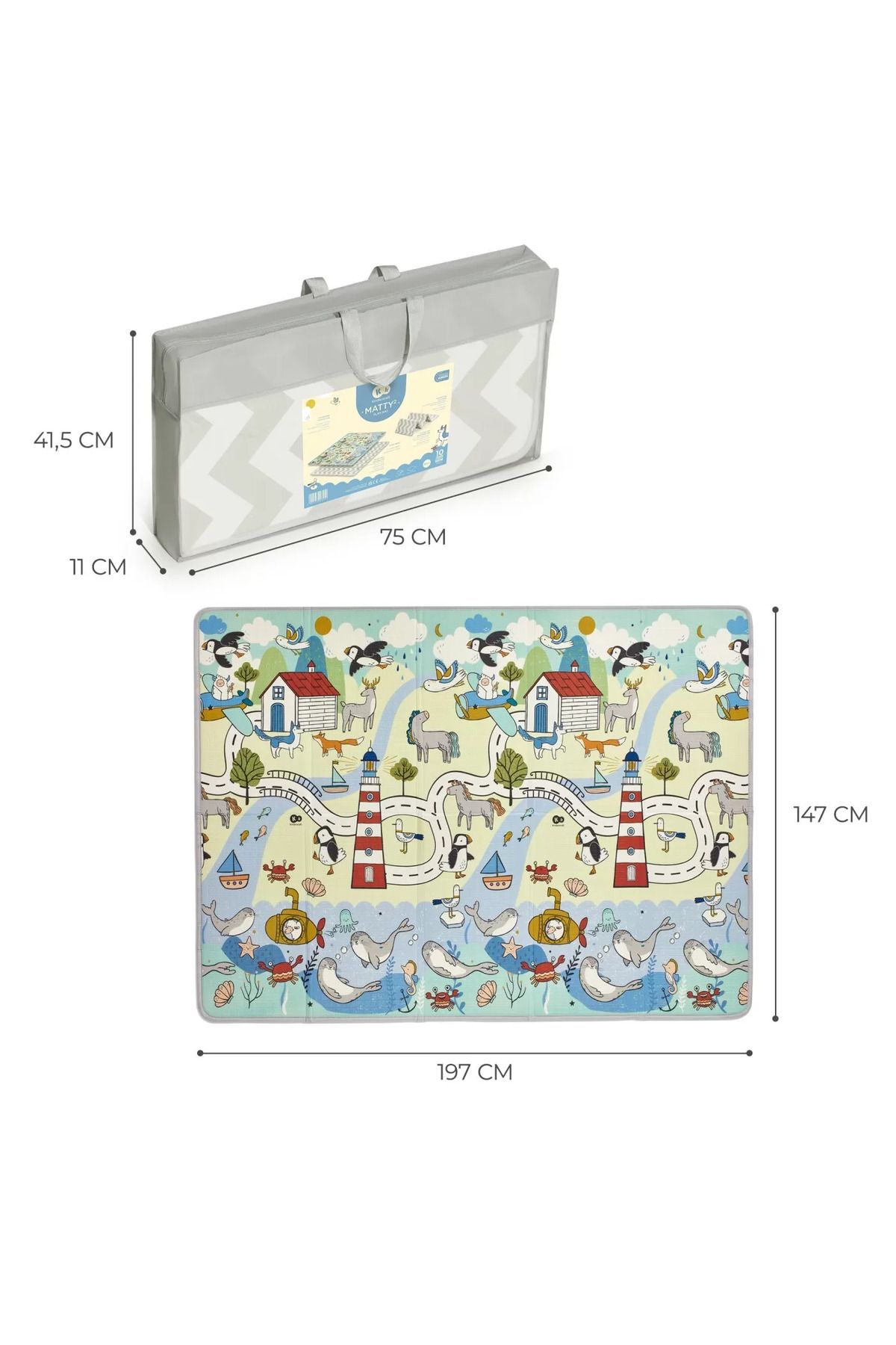 Kinderkraft-- Reversible Baby Play & Learn Foldable Mat - Matty2- 197cm x 147 cm 2
