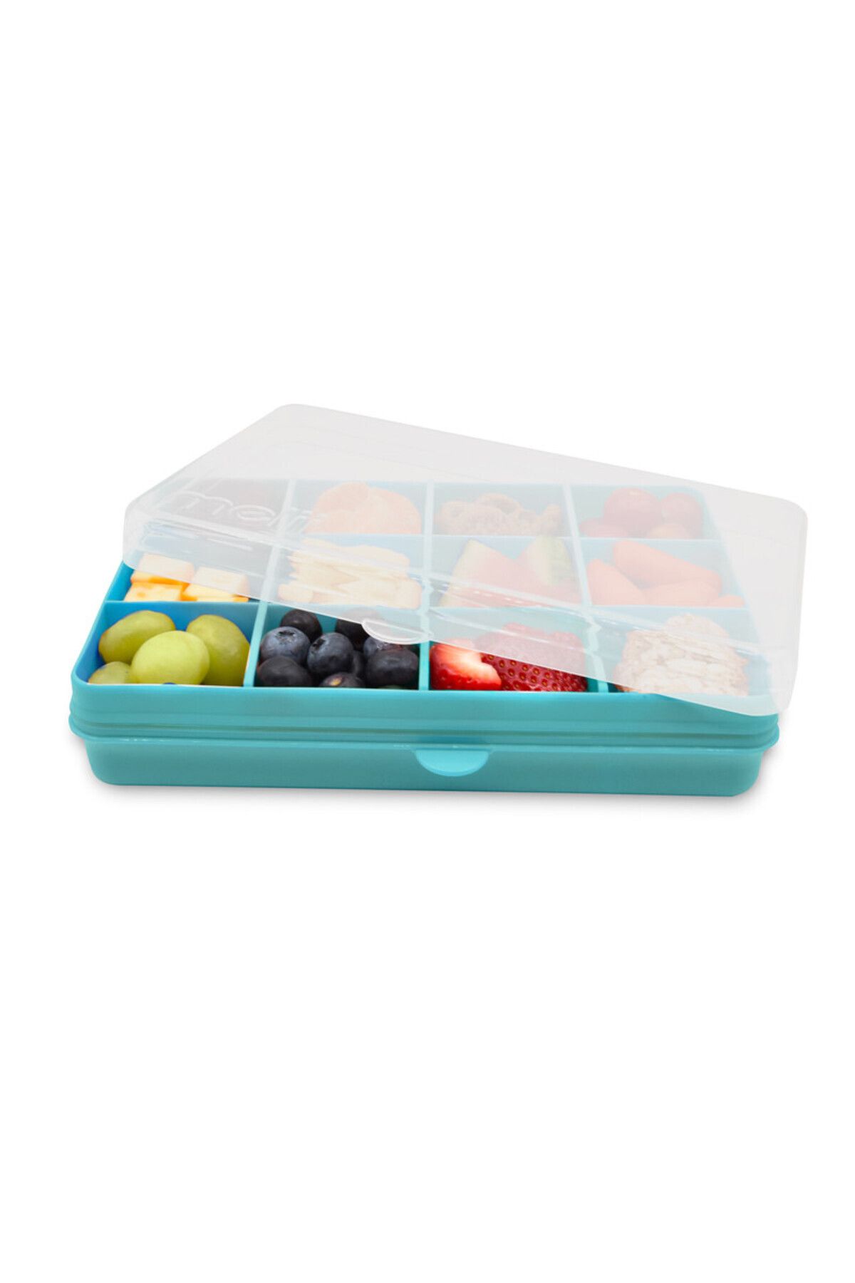 Melii-Snackle Food Container with Removable Divider Turquoise 4oz 1