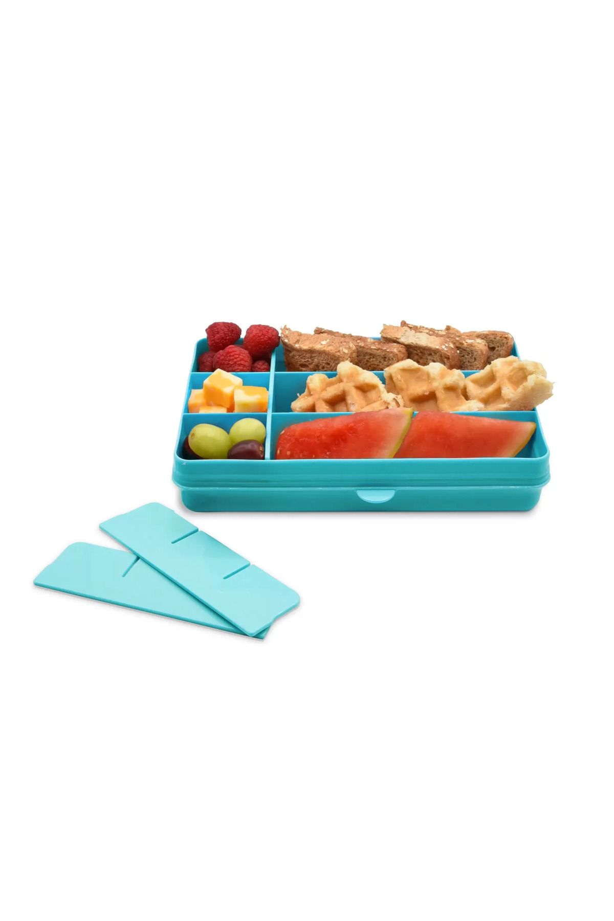 Melii-Snackle Food Container with Removable Divider Turquoise 4oz 4