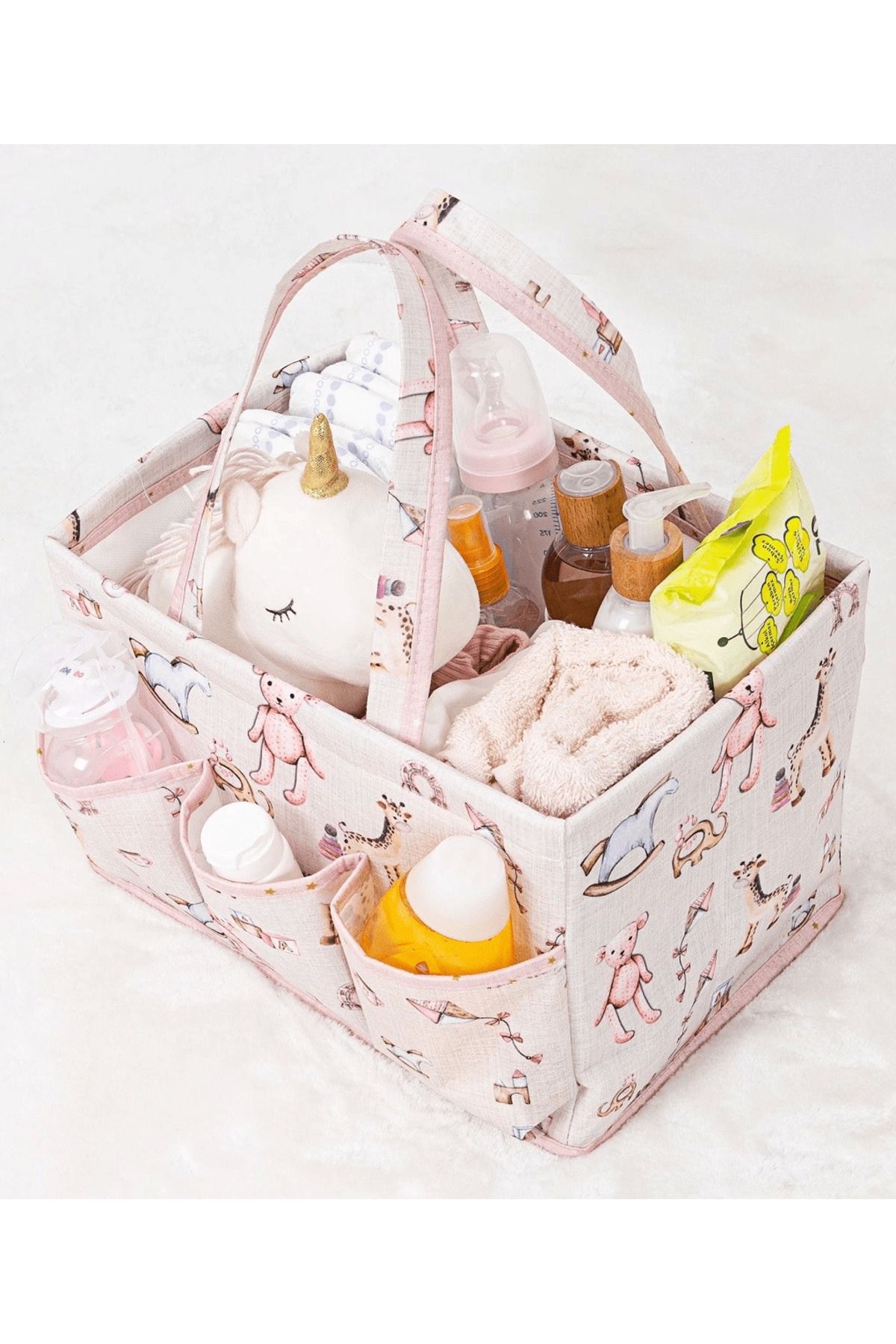 NEZADE STORE Baby Kullanımı Kolay Desenli Taşınabilir Bakım Çantası (pembe) ( Lisinya )