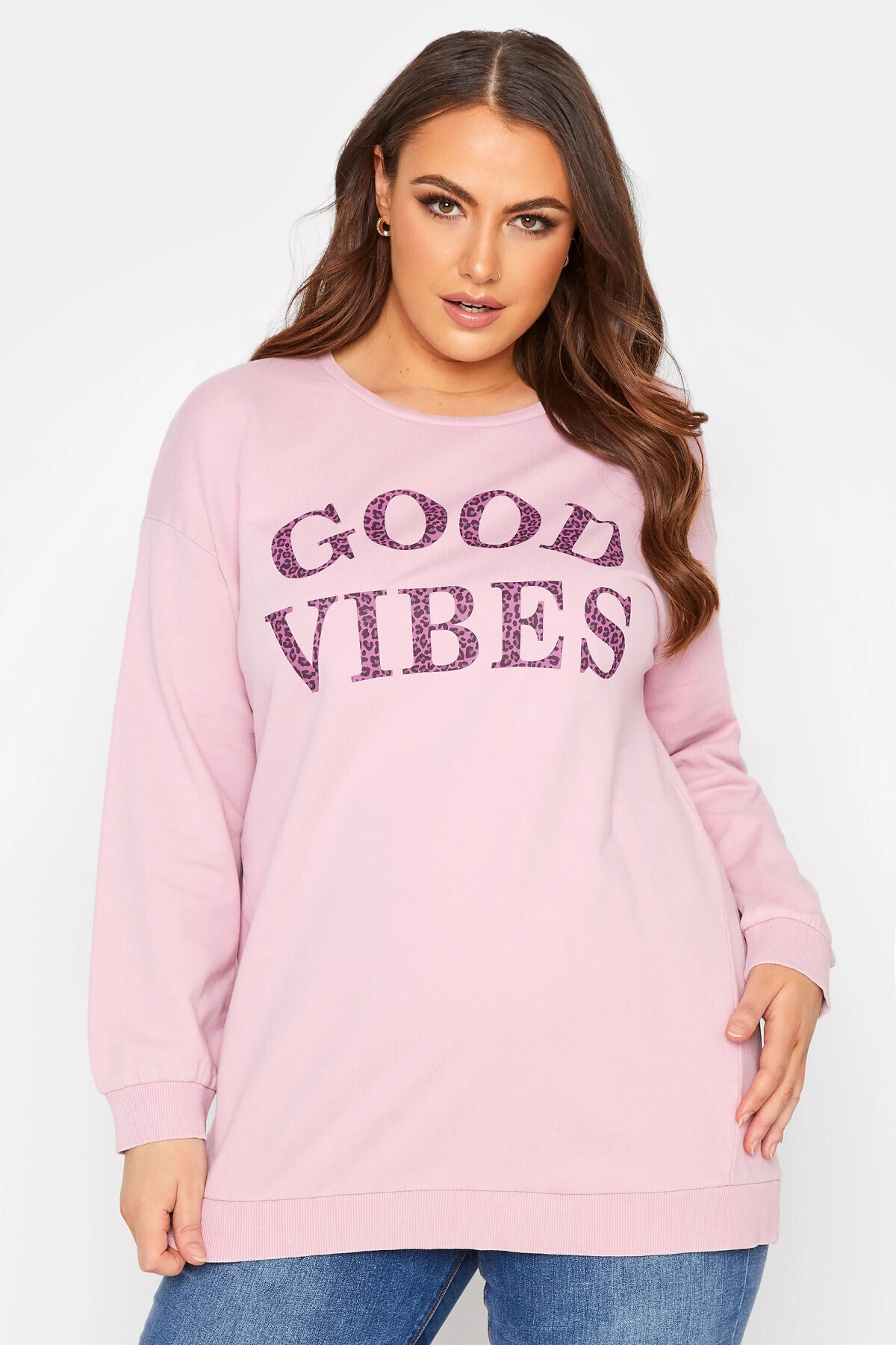 Stil Diva Büyük Beden Yazı Baskılı Bisiklet Yaka Sweatshirt 173598