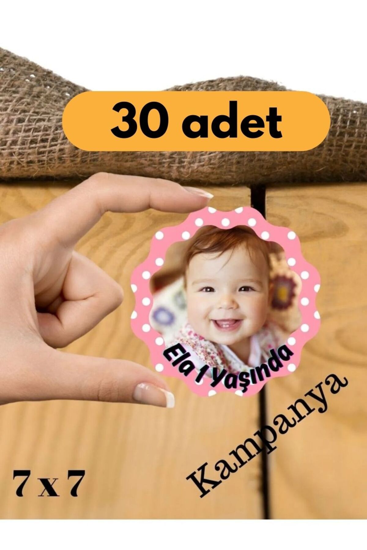 Doğumgünü Bebek Ahşap Fotoğraflı Resimli Mınatıslı Magnet