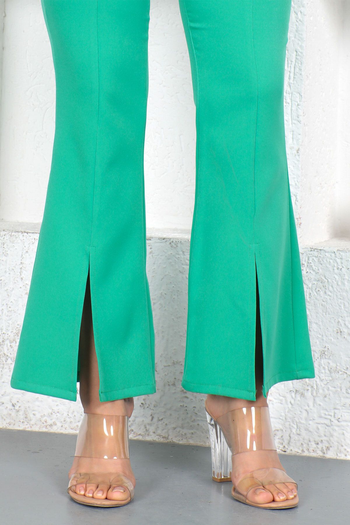 Tesettür Dünyası-Pantaloni din Tesatura Slit Tsd230368 Verde 5