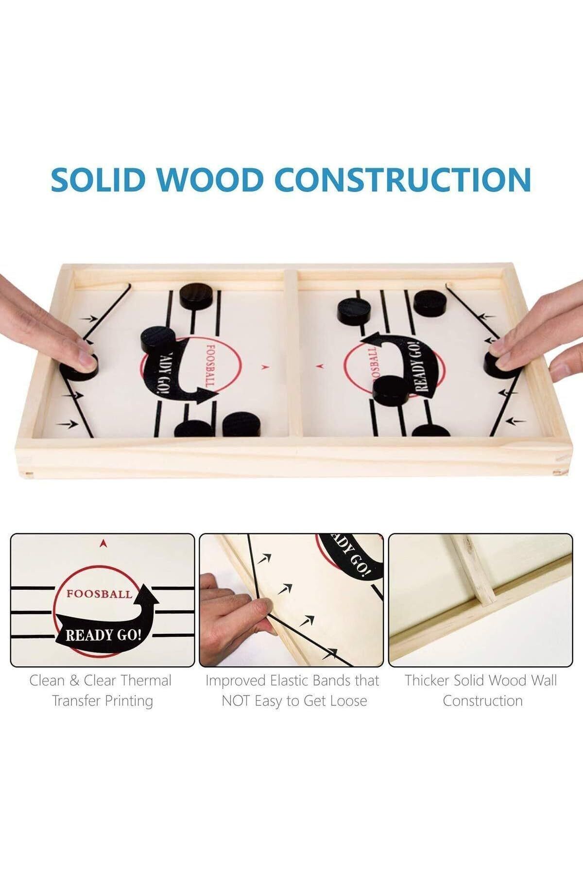 Yelajoy-2 Players Fast Sling Puck Board Game Set,wooden,fun,smooth and round,Suitable for kids 3+ year 3