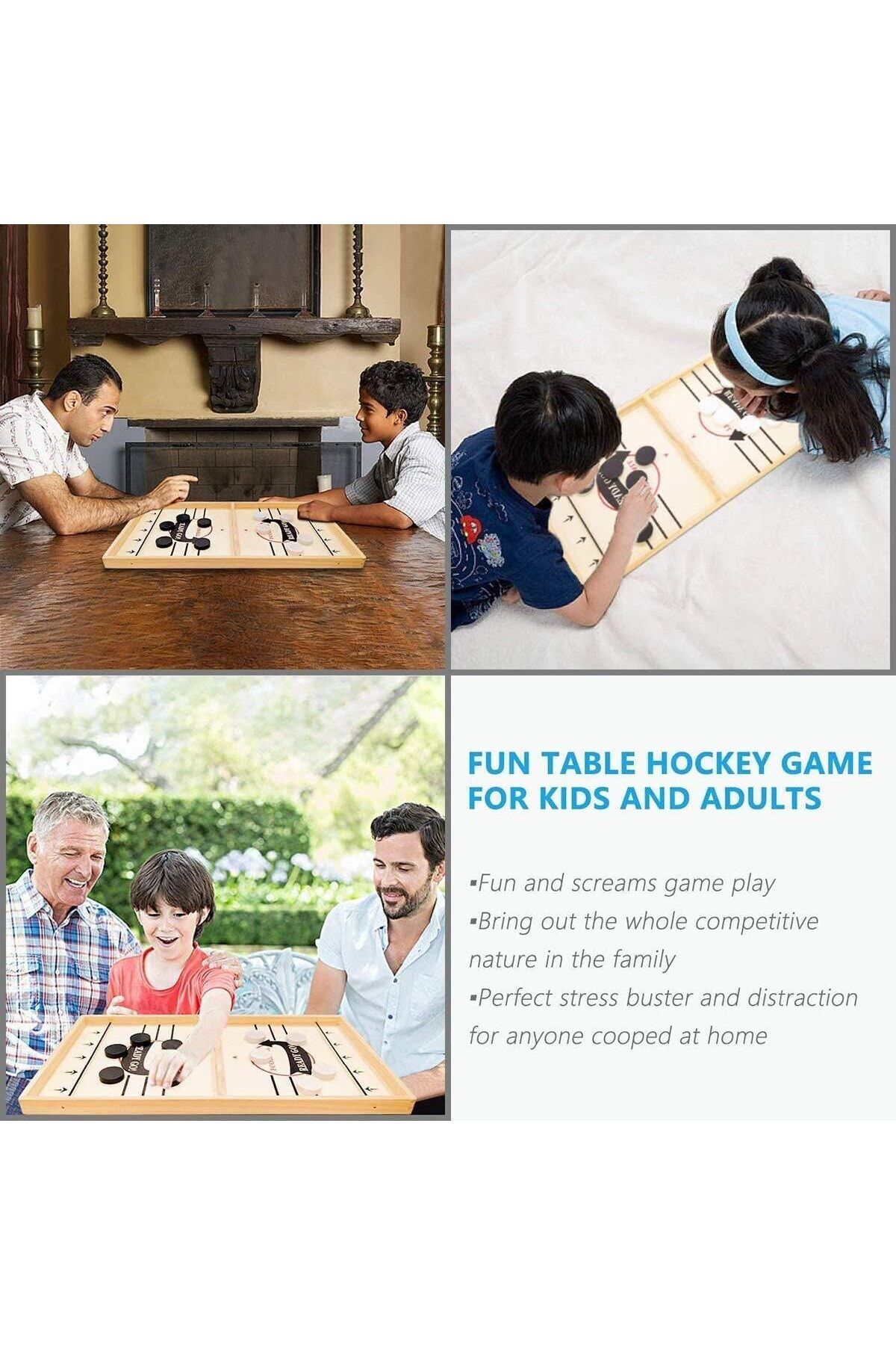 Yelajoy-2 Players Fast Sling Puck Board Game Set,wooden,fun,smooth and round,Suitable for kids 3+ year 2