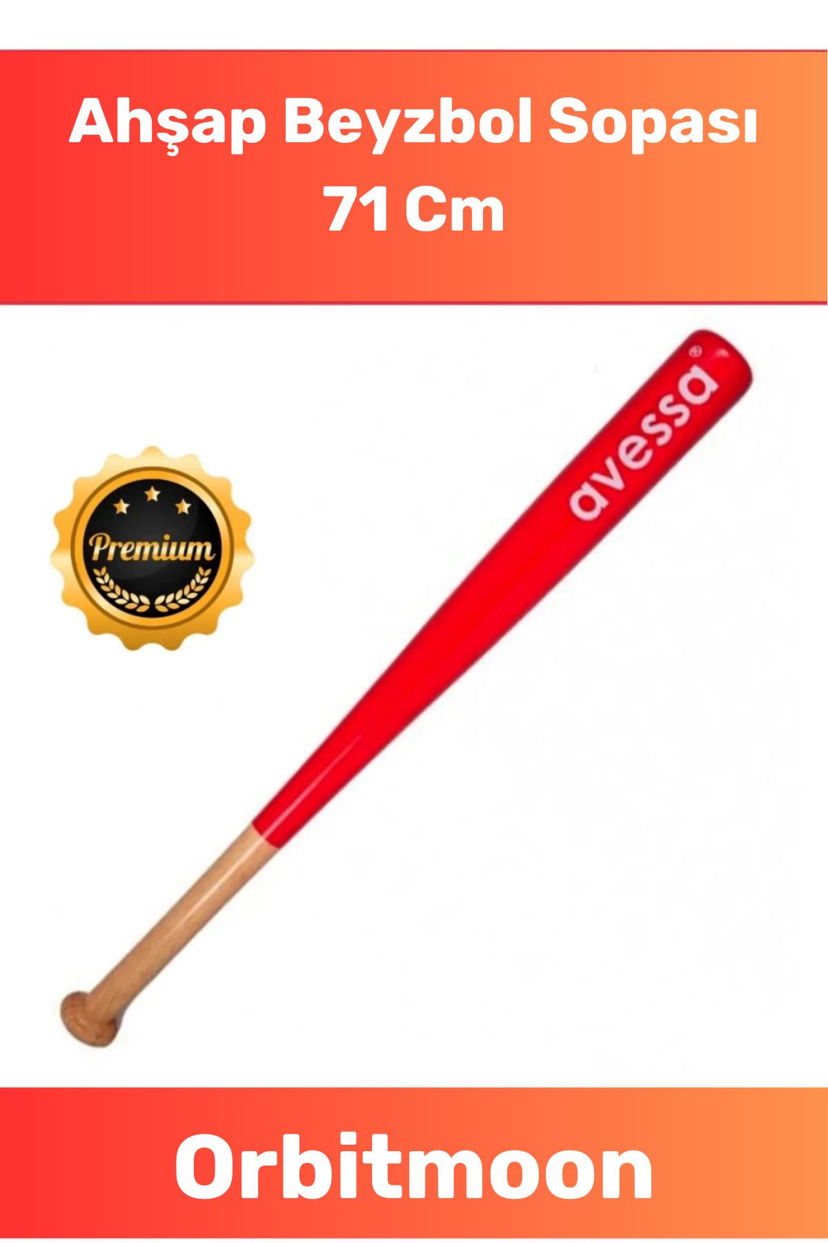 Orbitmoon Premium Üretim Kırılmaz Kaliteli Mükemmel Kavrayışlı Ahşap 28 inc Baseboll Beyzbol Sopası 71 Cm