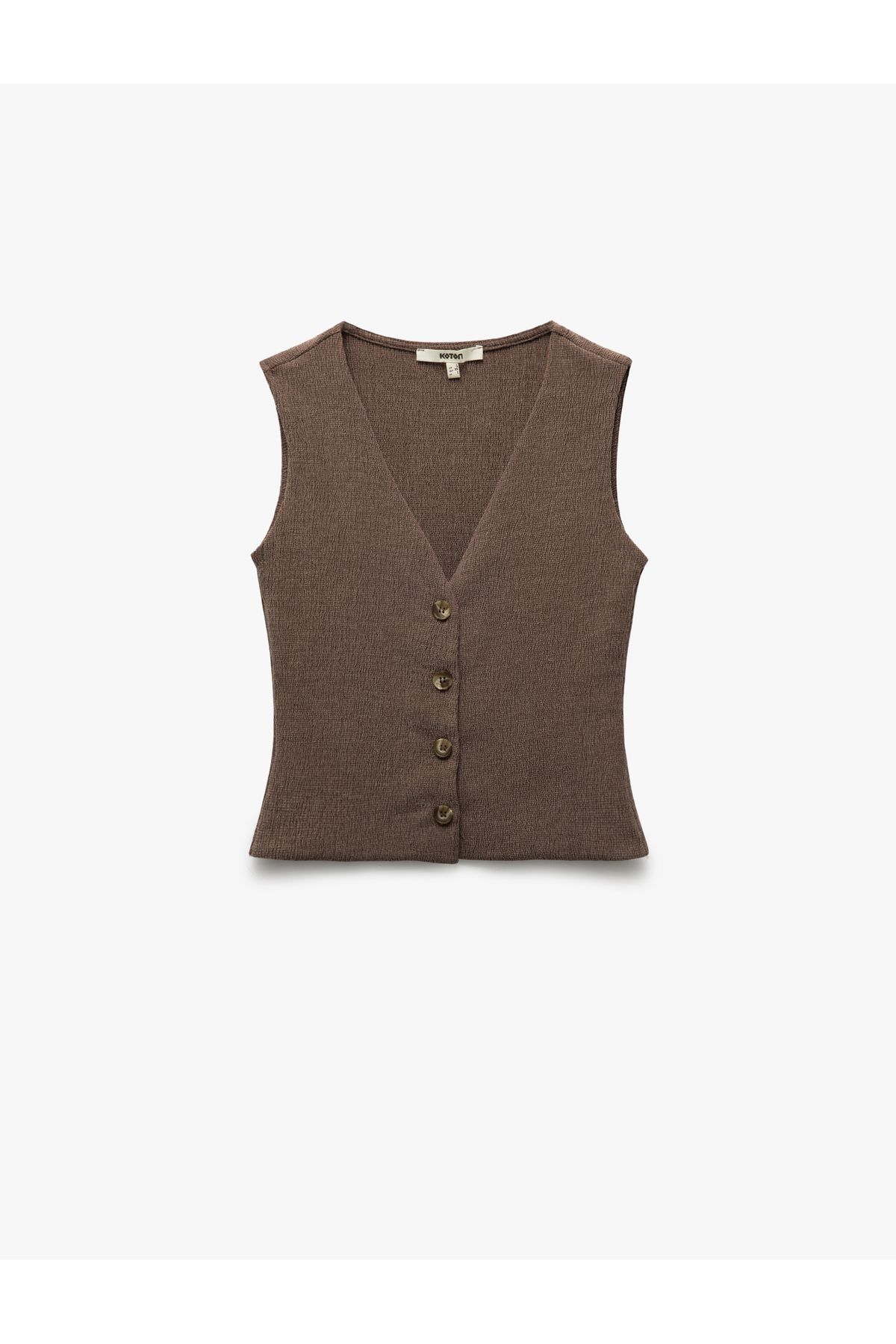 Koton-Slim Fit Sleeveless Buttoned V-Neck Vest 3