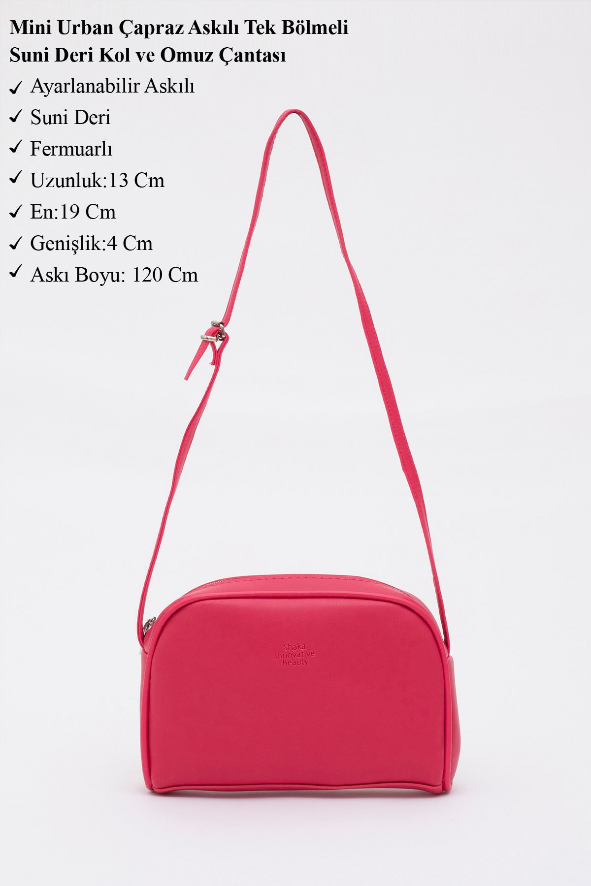 SHAKA-فوشيا Shk25 Mini Urban Crossbody مقصورة واحدة من الجلد الصناعي حقيبة الذراع والكتف L: 19 E: 13 العرض: 4 سم 5