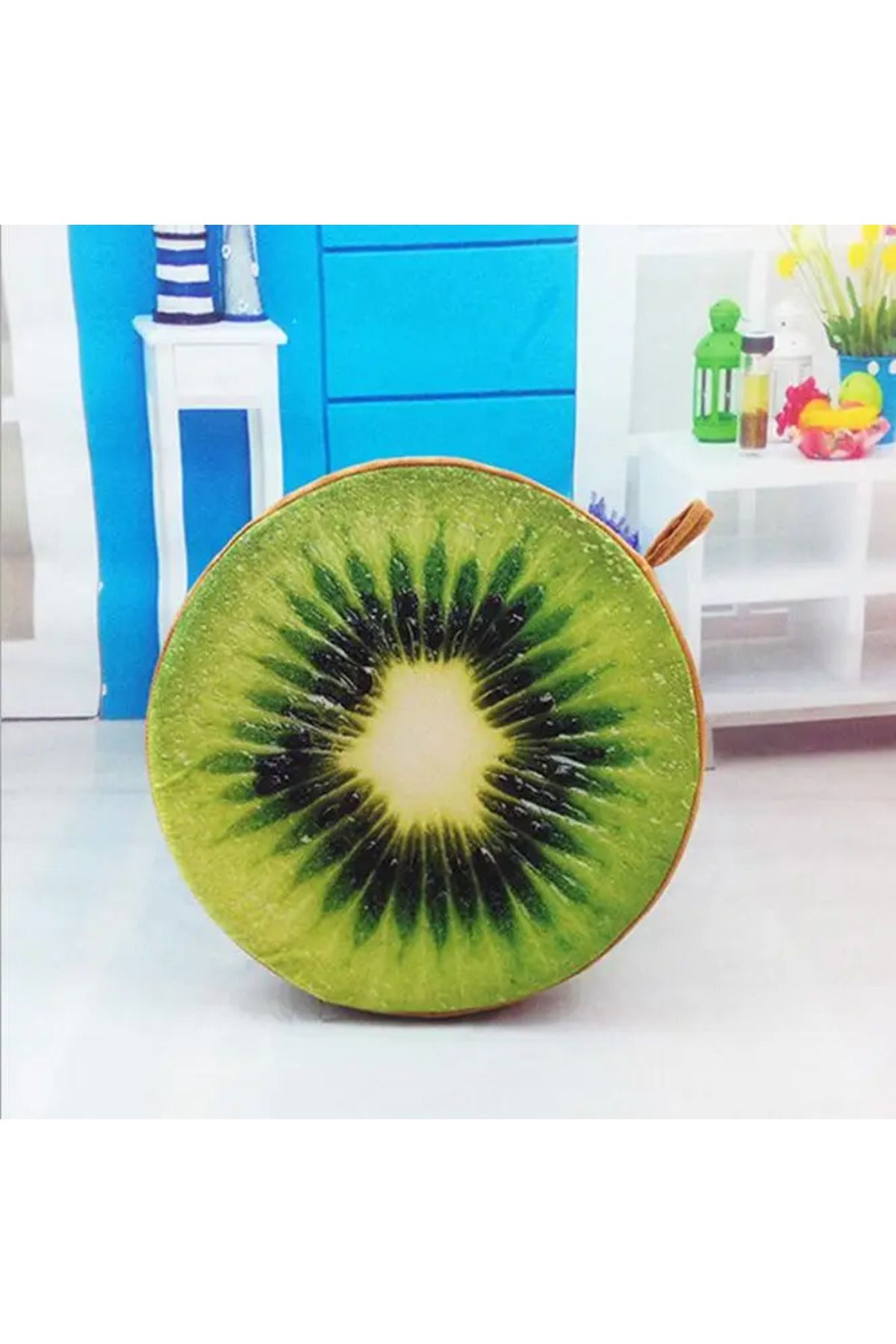 Choice-Kiwi Cute round Woods Grain Soft plush chair seat cushion pillow home car decor stump shaped decorat 1