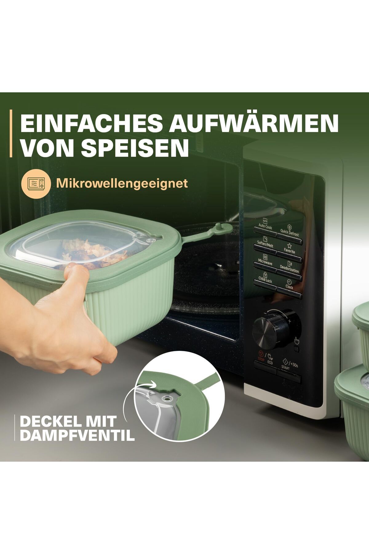 Viwares-Frischhaltedosen im 6er Set mit transparentem Ventildeckel 3 Größen (600ml/1100ml/1800ml) 3