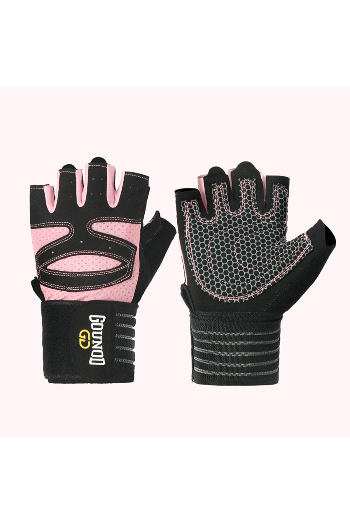 Choice-S Pink GOUNOD Weightlifting Gloves Wristband Support Breathable Anti-Slip Sports Gym Gloves Bodybuil 1