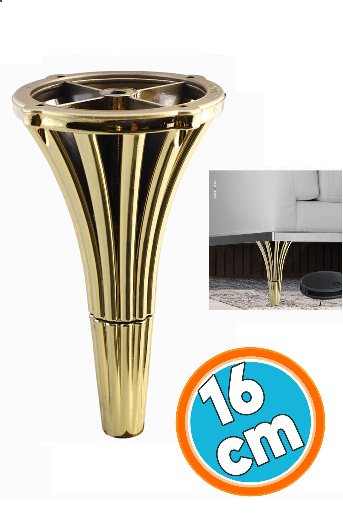 Mikasso Mobilya Konsol Kanepe Koltuk Tv Ünitesi Baza Ayağı Orta Sehpası Ayakları 16 cm Gold Altın Altın Tekl