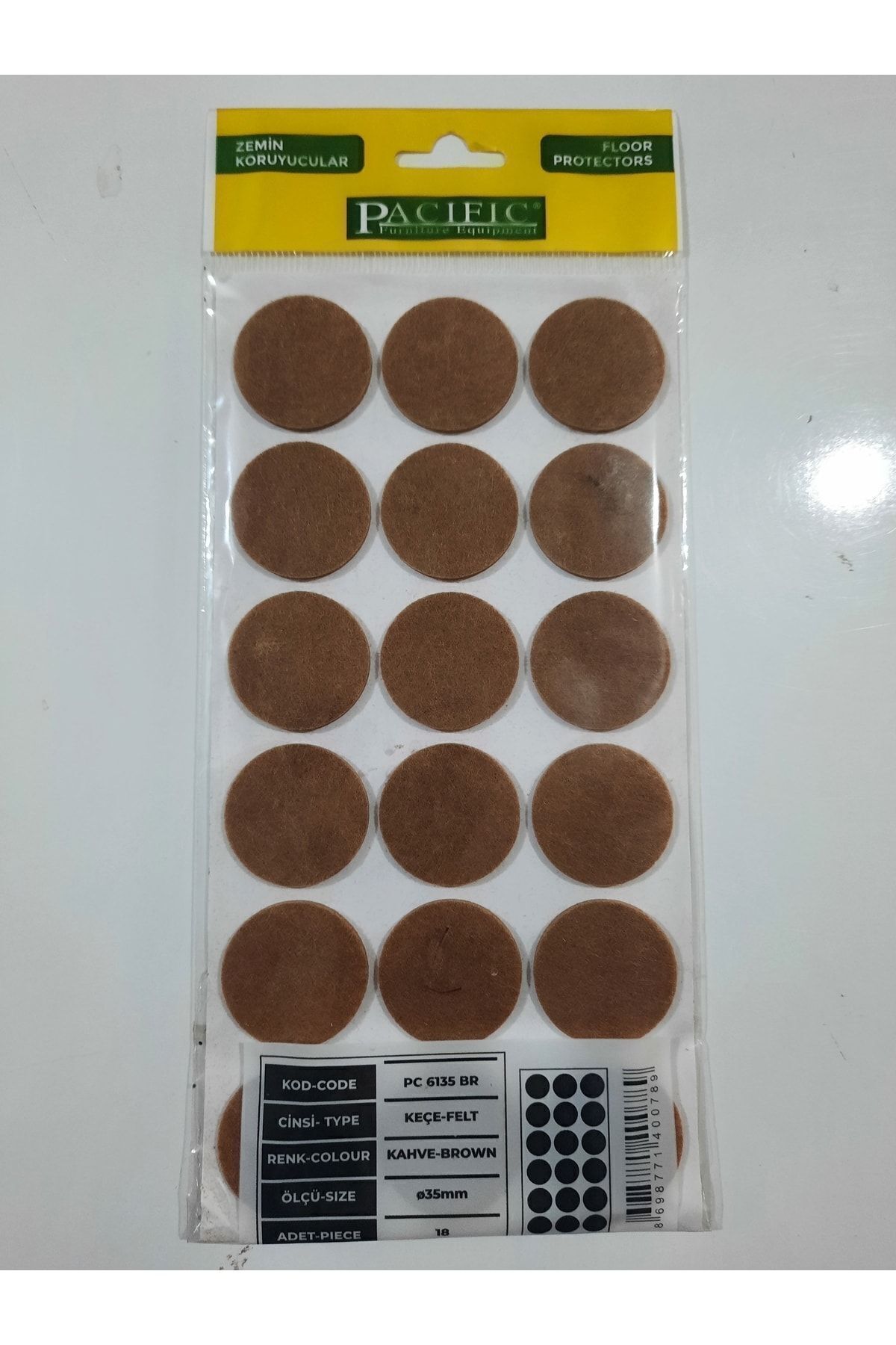 Mikasso 30mm Ayak Altı Yapışkan Keçe Zemin Koruyucu Yuvarlak Keçe (2 PAKET) - Keçeler - Tek Ebat Keçeler Kah