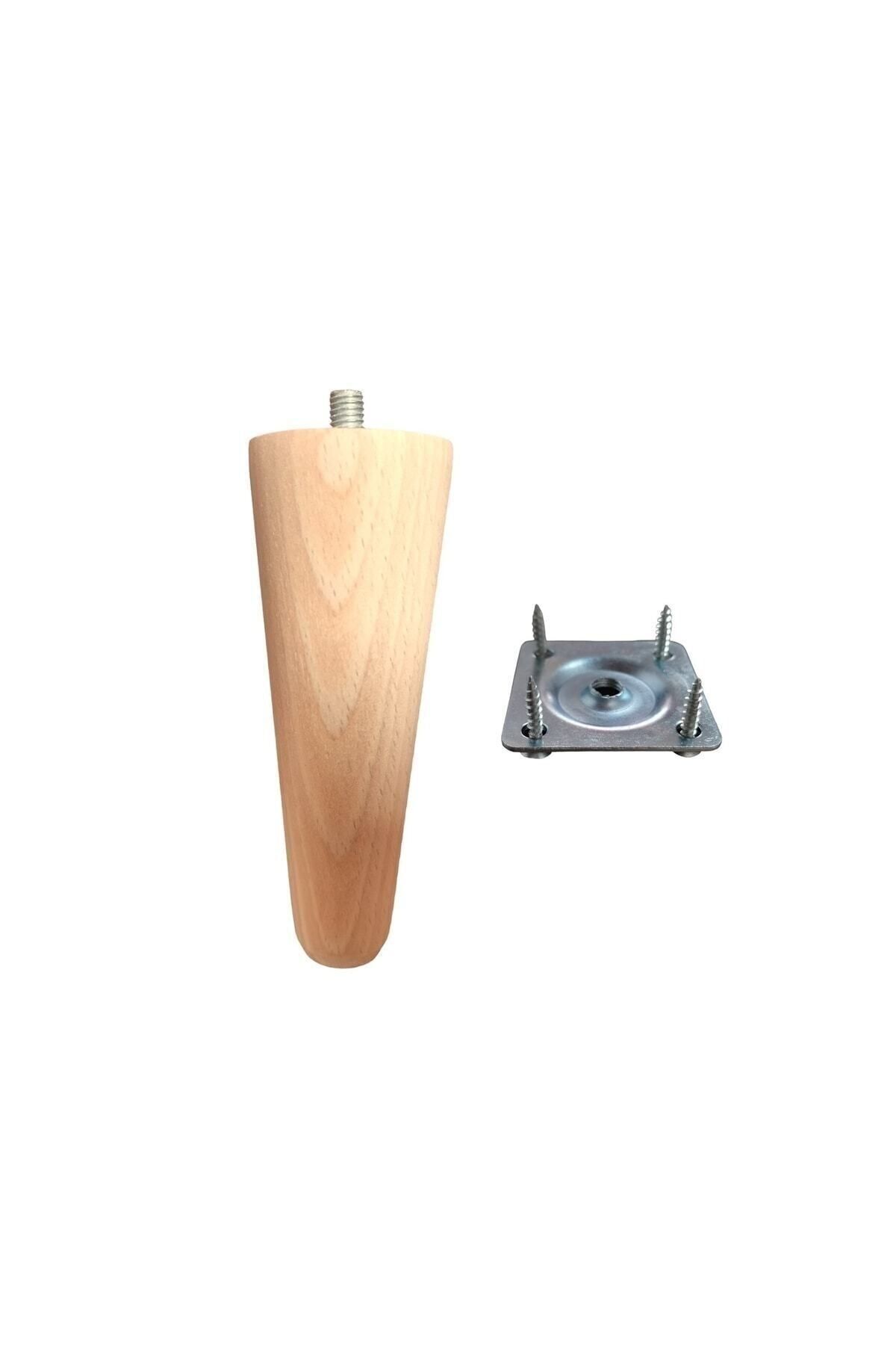 Mikasso Ahşap Konik Ayak - Uzunluk: 12 Cm- Çap:4,6 Cm Kahverengi Tekli Masa Ayağı