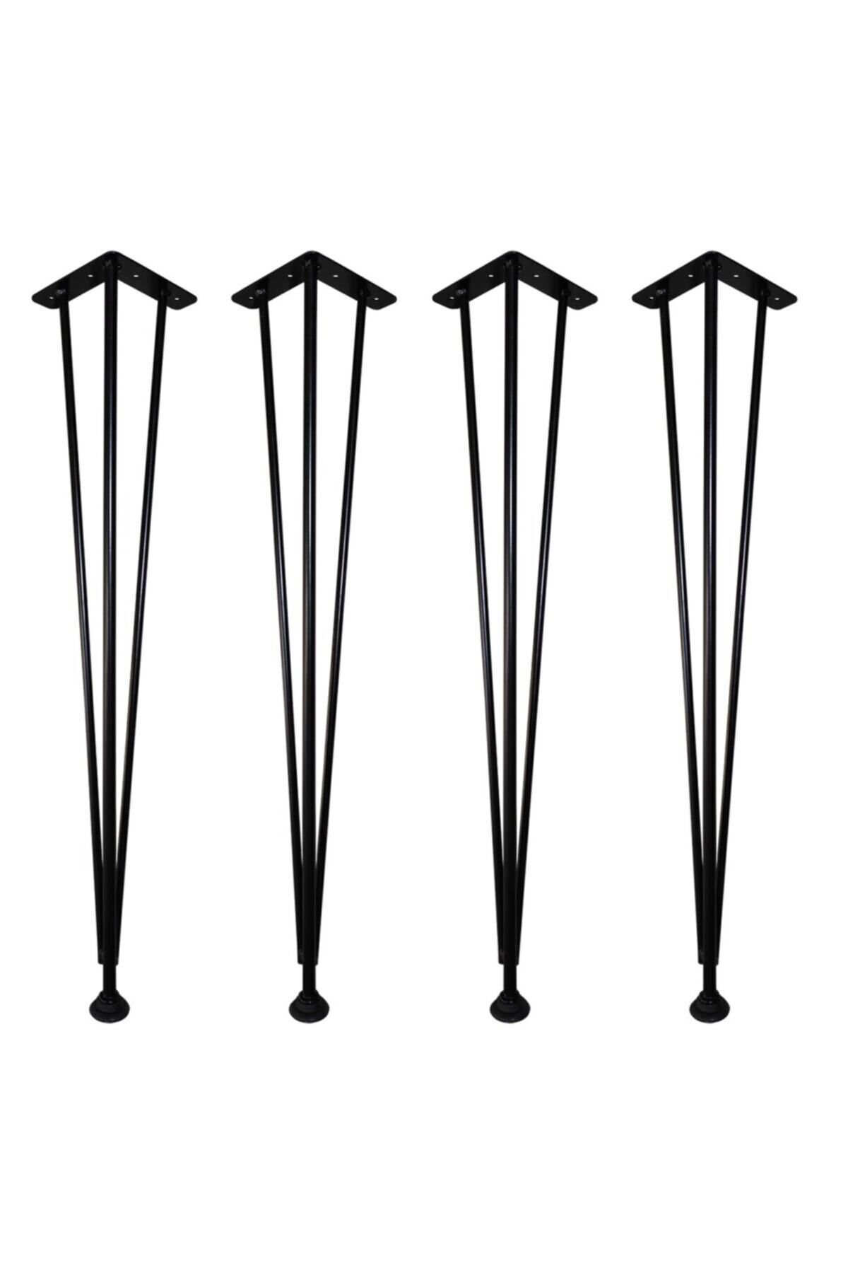 Mikasso Metal Masa Ayağı 73 Cm Üniversal Pingolu Firkete Ayak 4 Adet Siyah 4'lü Masa Ayağı TR