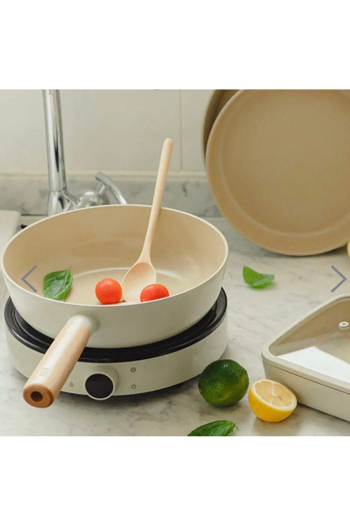 NEOFLAM-Fika Beige 7 Piece Aluminum Cast 24cm 26cm Pot Pan Set 4
