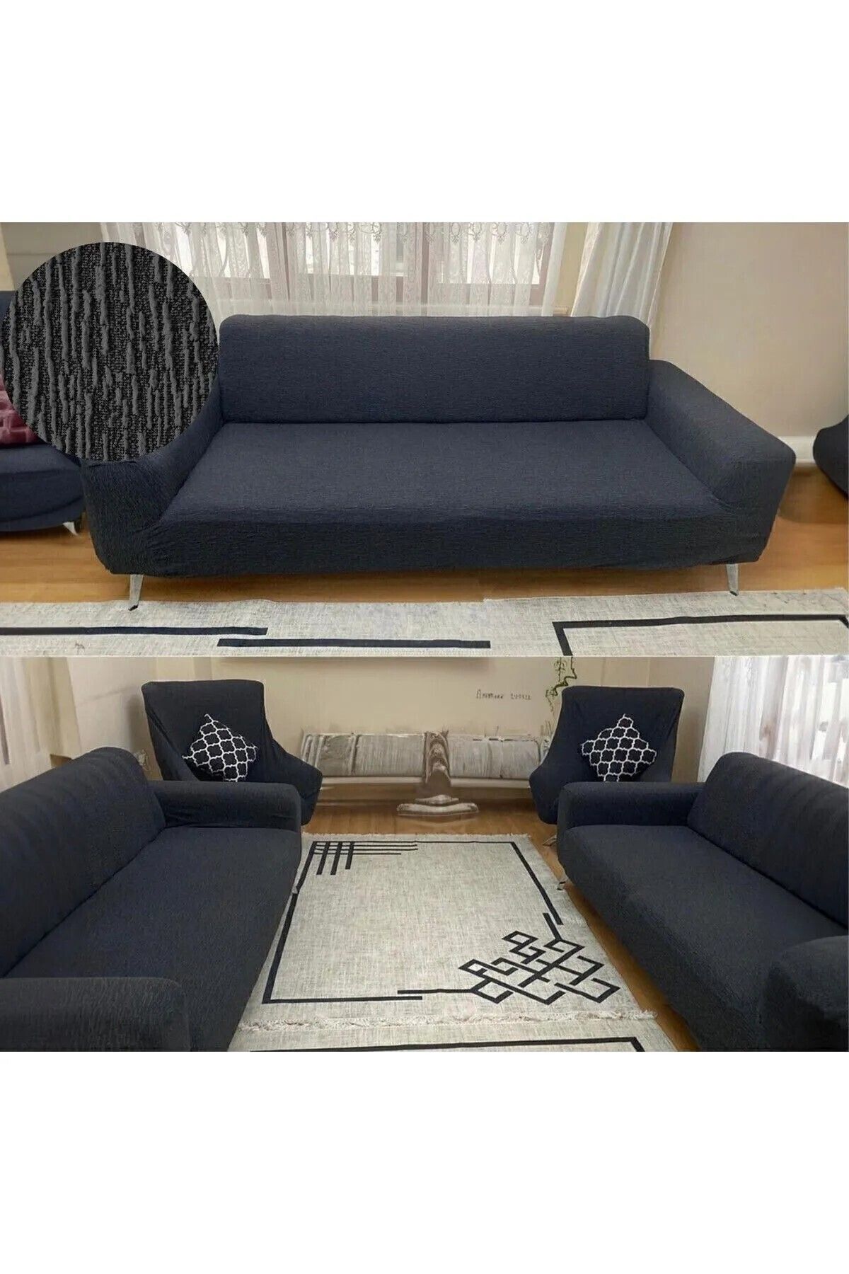 probak-Husă de canapea elastică Jacquard 3 3 1 1 |   Husa de scaun elastica |   Set huse pentru scaun 2
