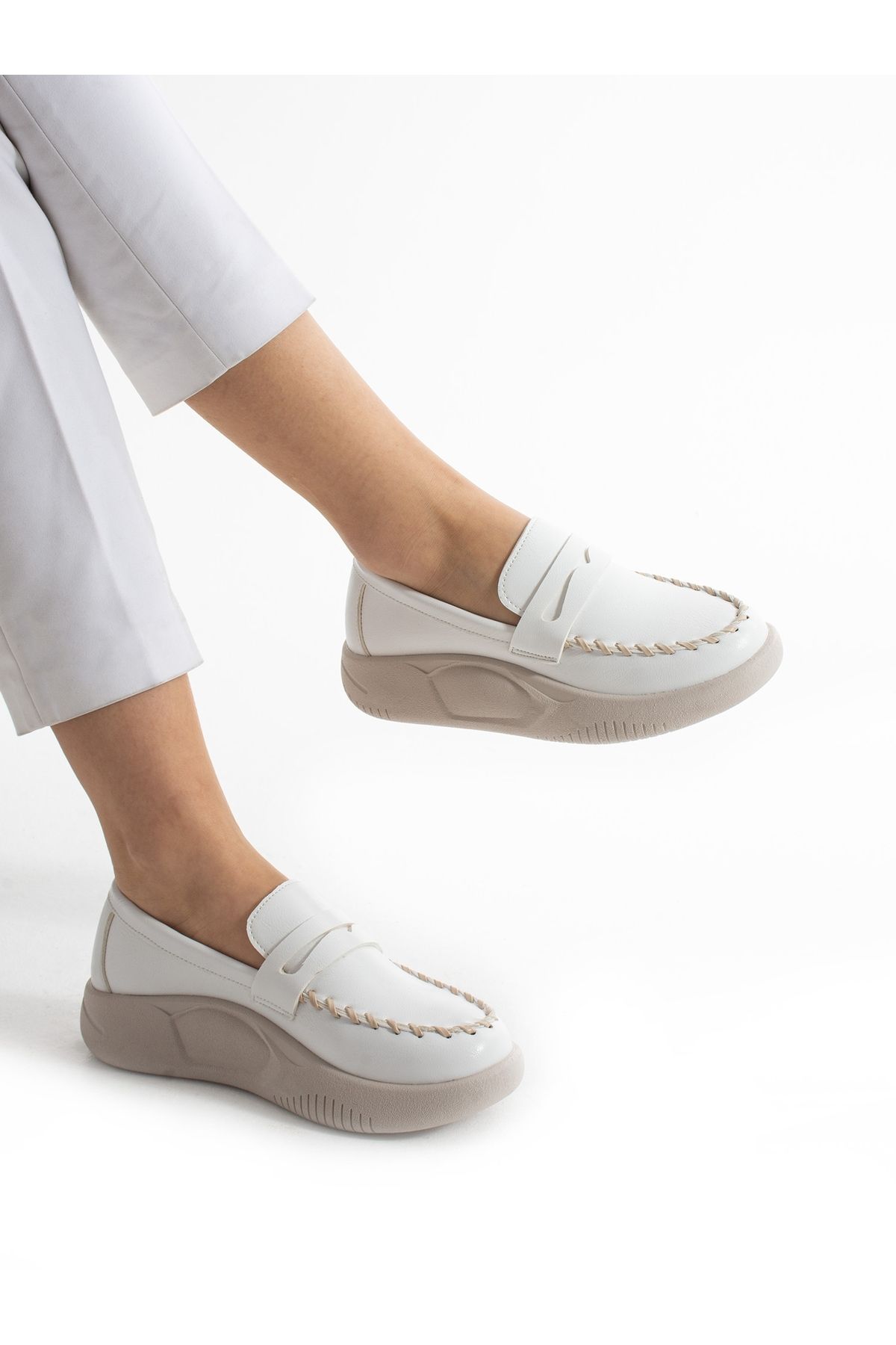 ALEMDAR AYAKKABI-Дамски мокасини ENVEY White Saddle 3