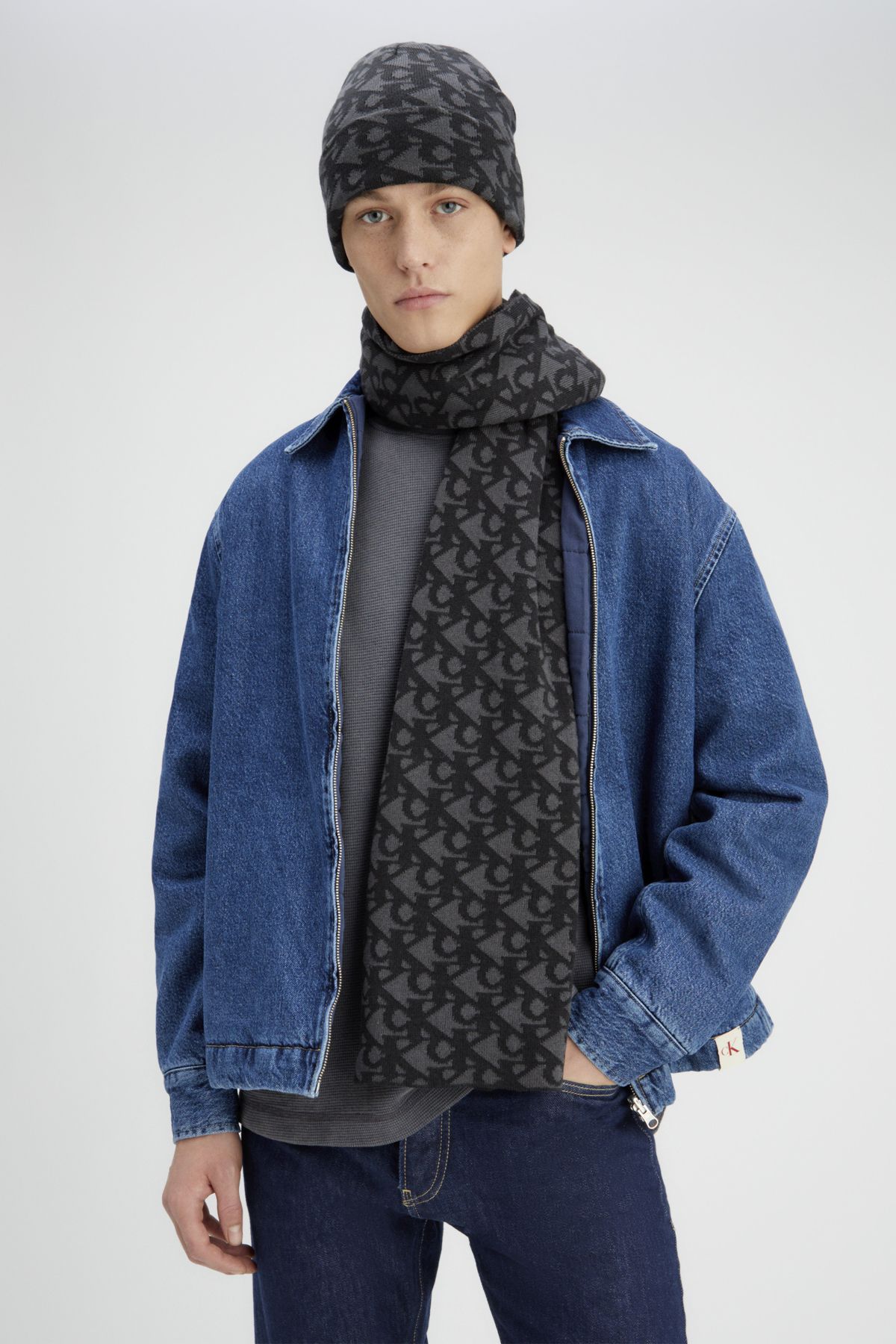 Calvin Klein-Black Aop Scarf Scarf 7