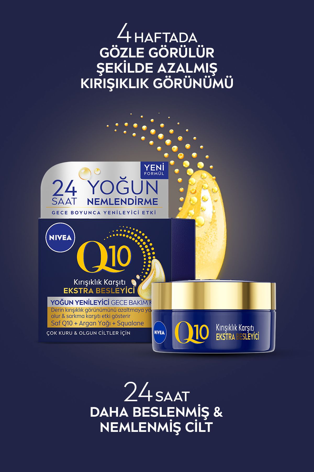 کرم مراقبت شب ضد چروک Q10 50 میلی لیتری پوست خشک و بالغ روغن آرگان NIVEA
