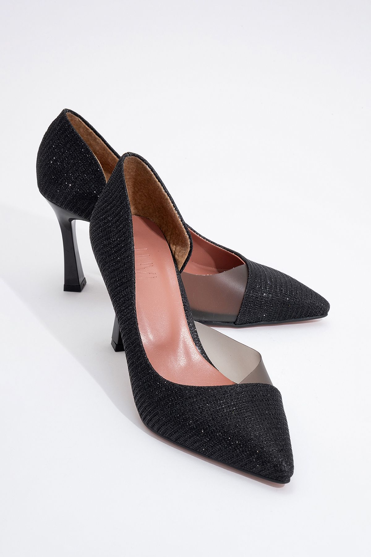 کفش زنانه پاشنه نقره ای مشکی 653 luvishoes
