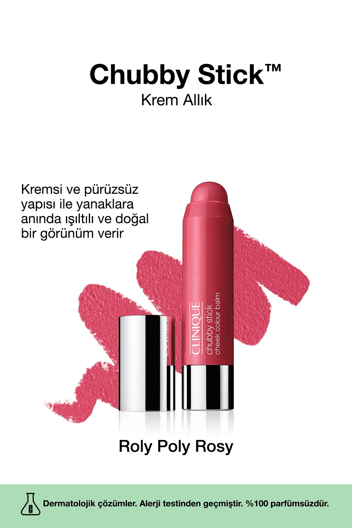 Chubby Stick Cheek Krem Allık - Roly Poly Rosy 6g | Doğal Görünüm, Yağsız
