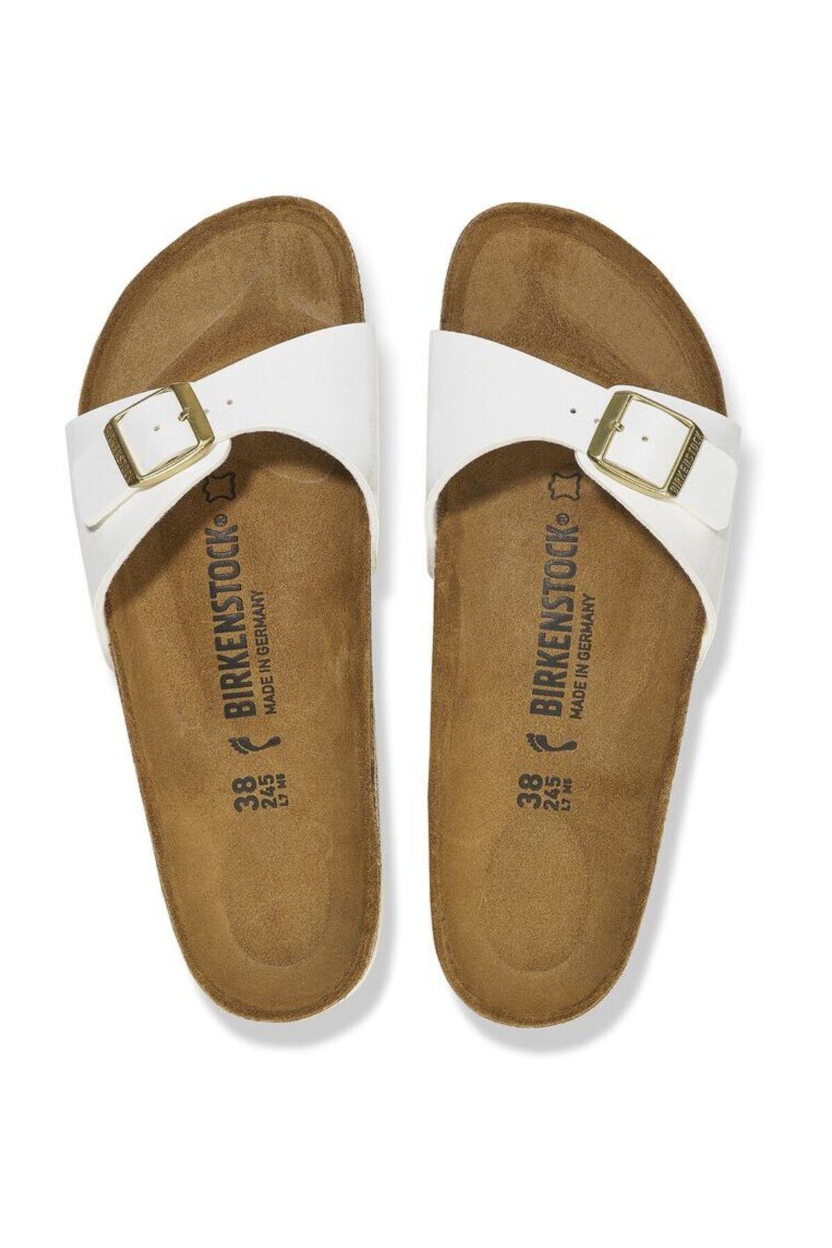 Birkenstock-Pantofi albi patentați Madrid BF 3