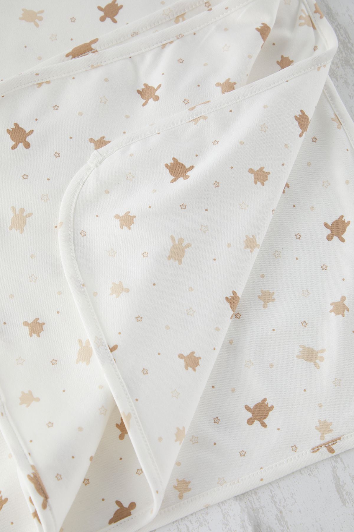 TRENDYOLKIDS-White Unisex Patterned Double Layer Interlock Baby Blanket Tkdss25Ci00000 3