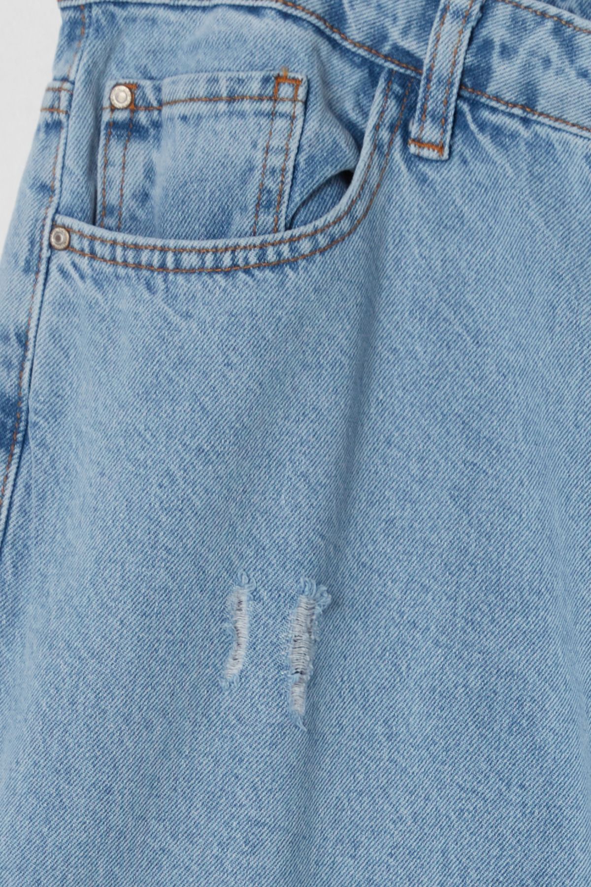 Trendyol Curve-Ice Blue High Waist Destroyed Wide Leg Large Size Wide Leg Jeans Tbbss22Je00006 6