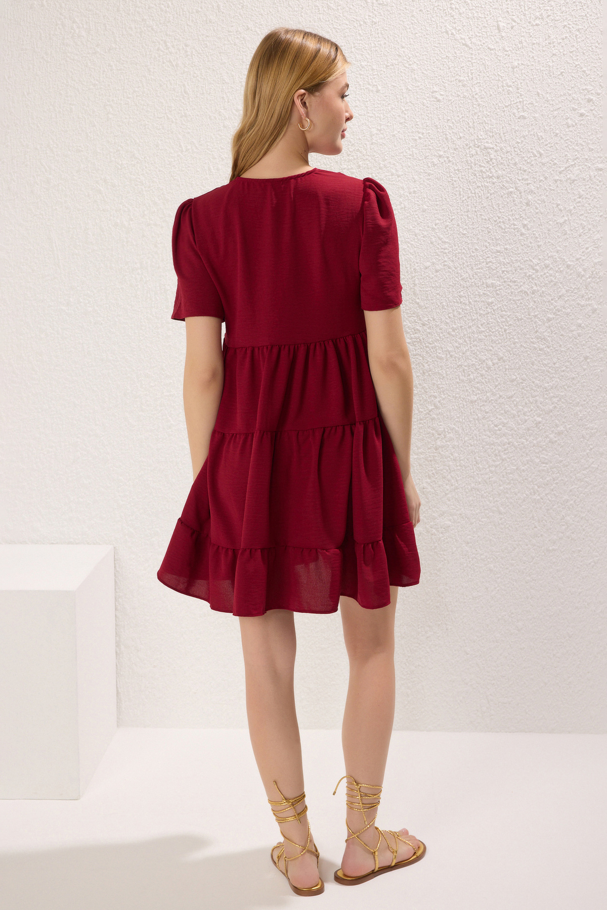 Trendyol Collection-Plum*001 Einfarbiges, einfarbiges Mini-Webkleid TWOSS20EL0400 5