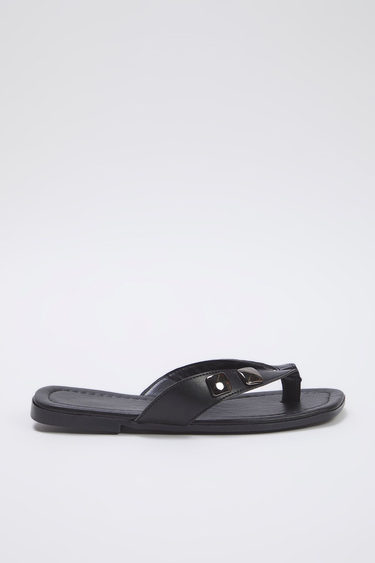 TRENDYOL SHOES-Λεπτομέρεια αξεσουάρ μαύρης πόρπης Flip Flop Flat γυναικείες παντόφλες TAKSS25TE00011 5