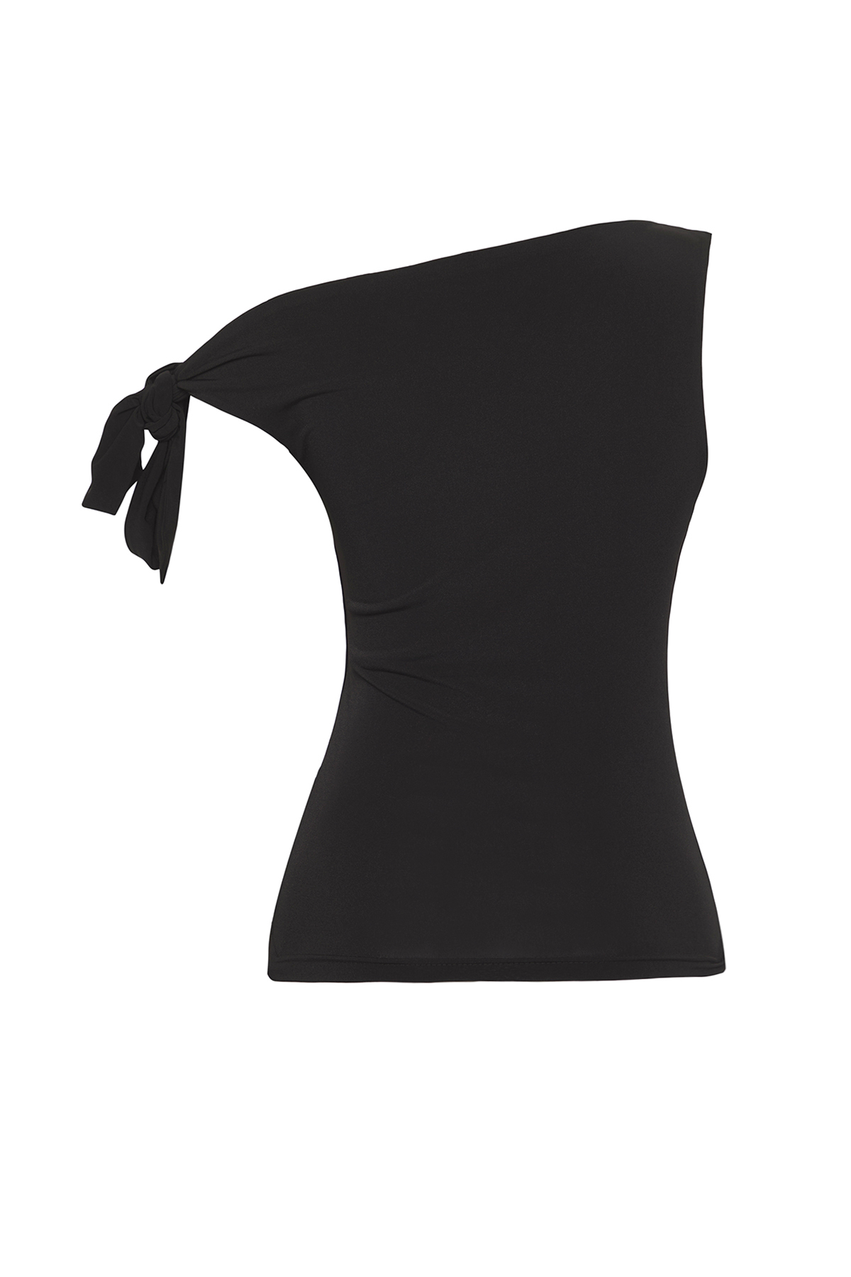 Trendyolmilla  Siyah Asimetrik Yaka Bağlama Detaylı Esnek Örme Bluz TWOSS25BZ00400 - Görsel 5