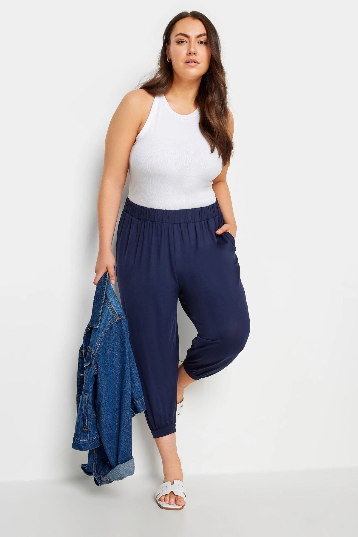 Stil Diva-Large Size Pocketed Jogger Pants - Elastic Legs and Waist 144780 1