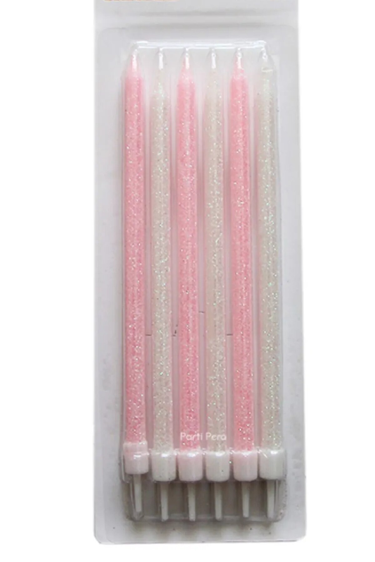 Genel Markalar Doğum Günü Mumları, Doğum Günü Partisi Pasta Süslemeleri için Pembe Beyaz Simli Mum Pasta Mumları