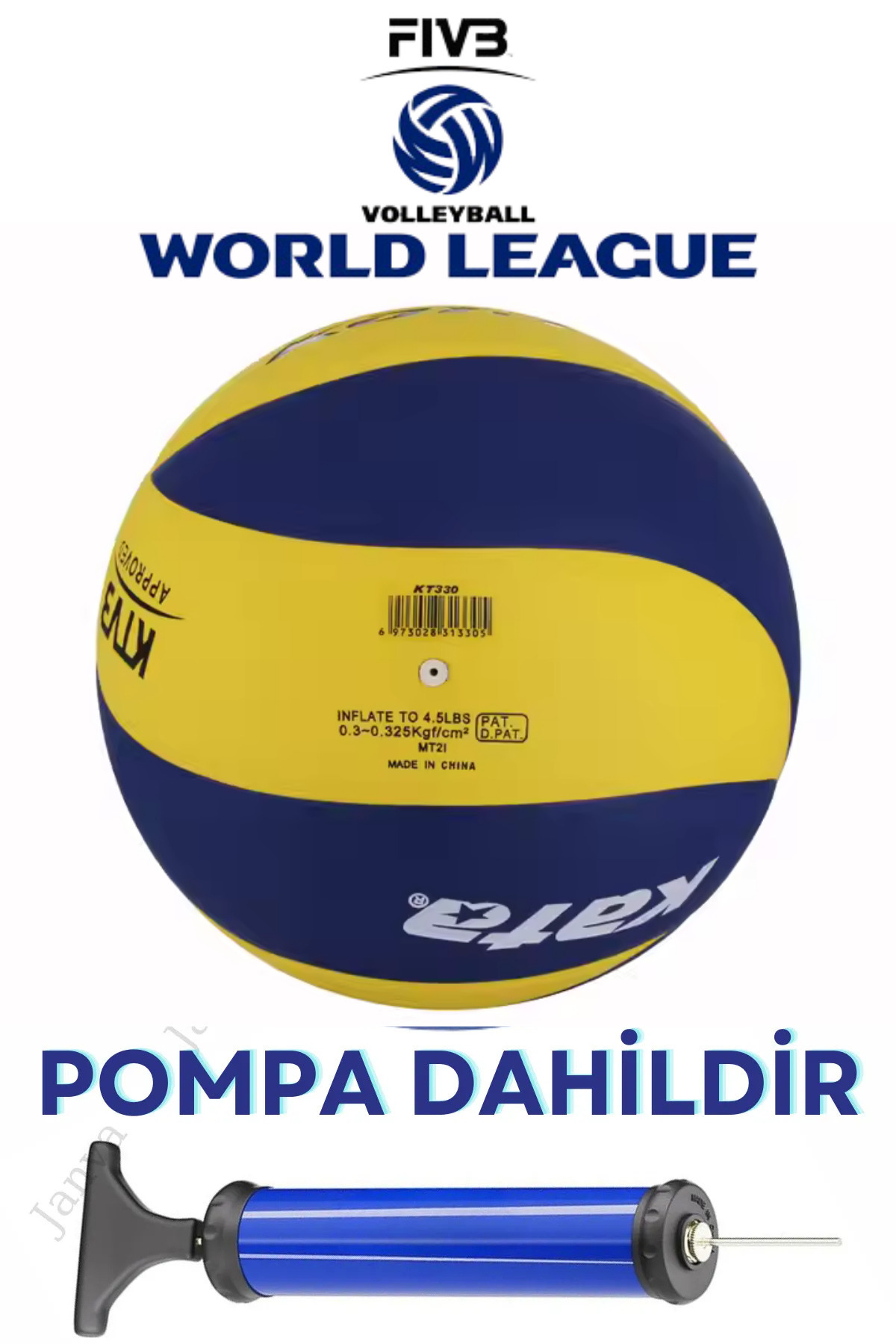 Janva Official Voleybol Topu Soft Yapıştırma 3 Astar Nizami Ölçüde No: 5 Voleybol Topu 240 gr + Pompa