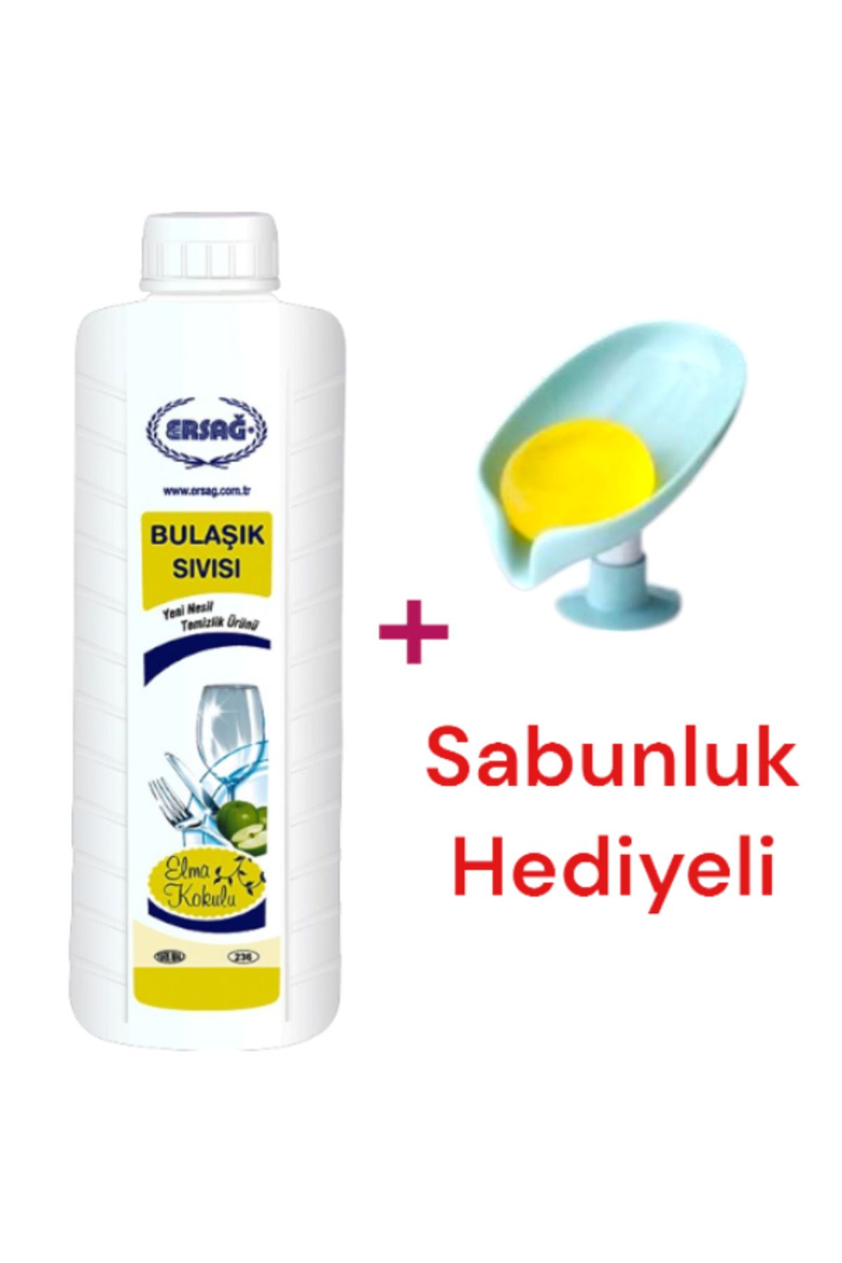 Ersağ Bulaşık Sıvısı (Elma Kokulu) 1000 ML - ( Sabunluk Hediye'li ) 236-7