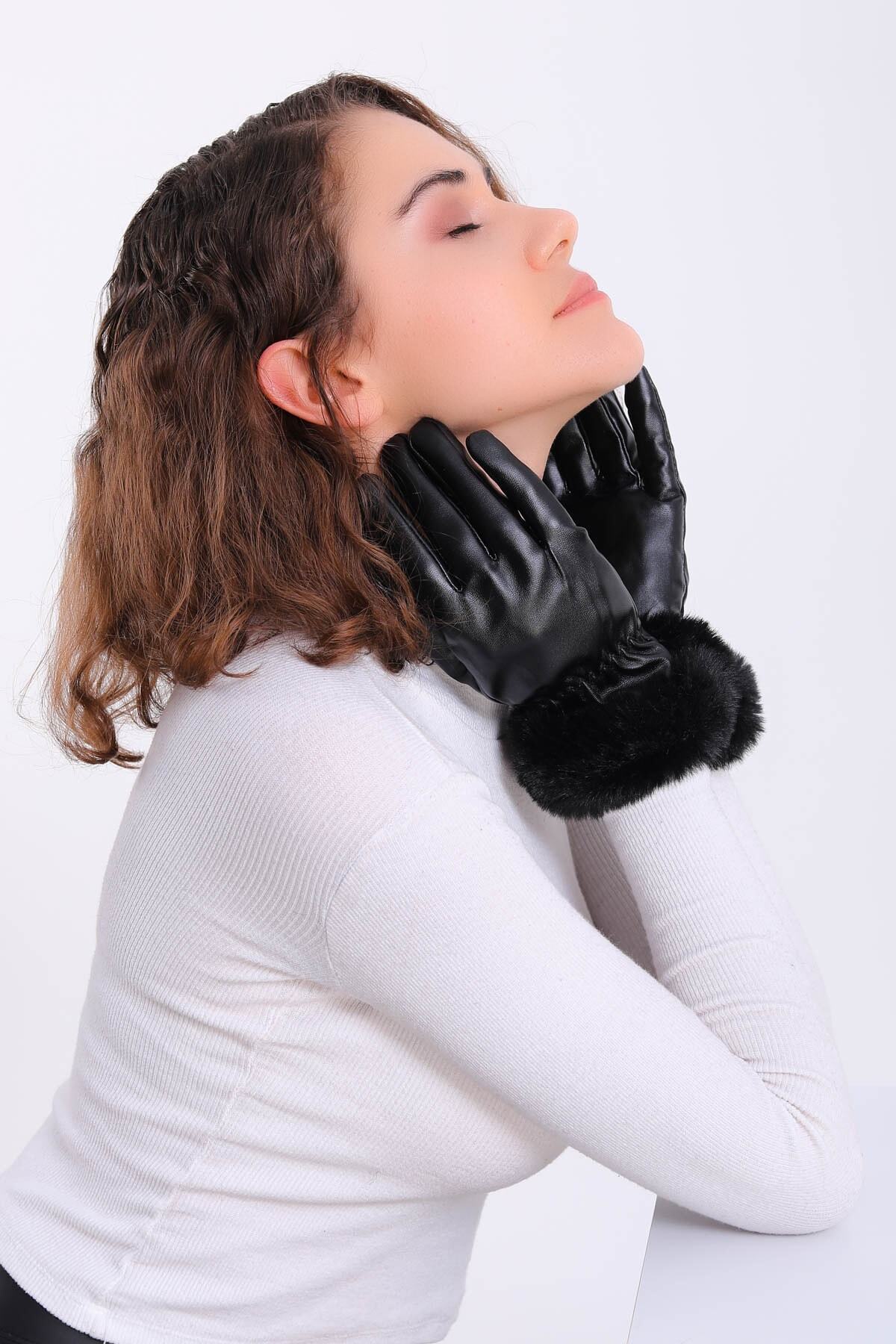 boomist  Kadın Detay Suni Deri Eldiven - Görsel 5