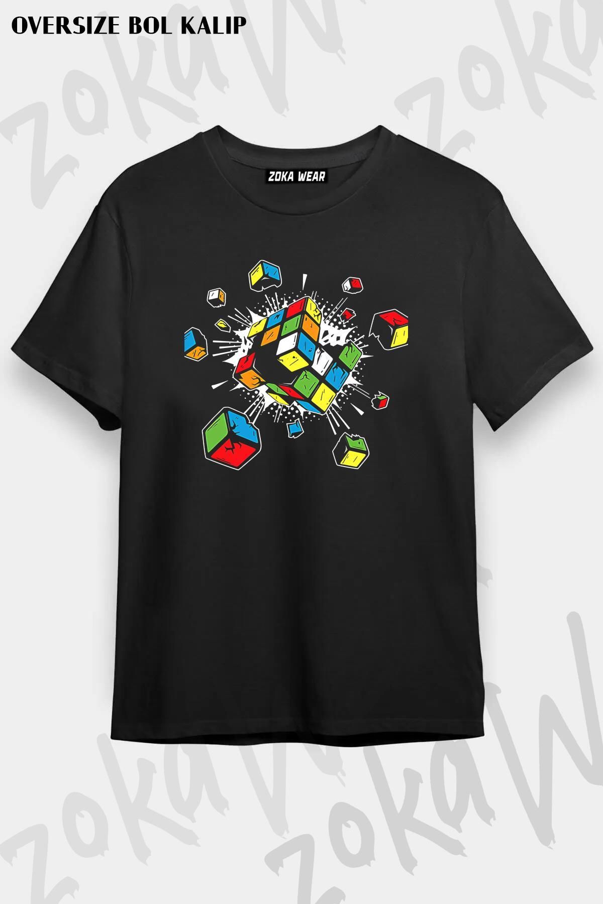 ZOKAWEAR-Unisex Oversize Exploding Cube Speed Puzzle Design - Printed Tshirt 1