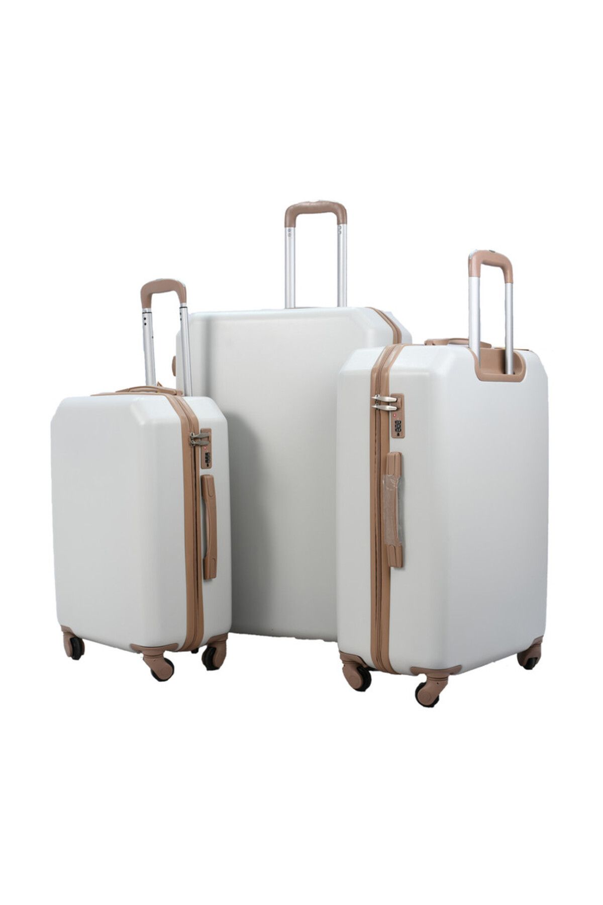 MORANO-3-Piece Unisex Morano Travel Luggage Trolley Set Special Beige Khaki Size 28''-24''-20'' Inches. 1