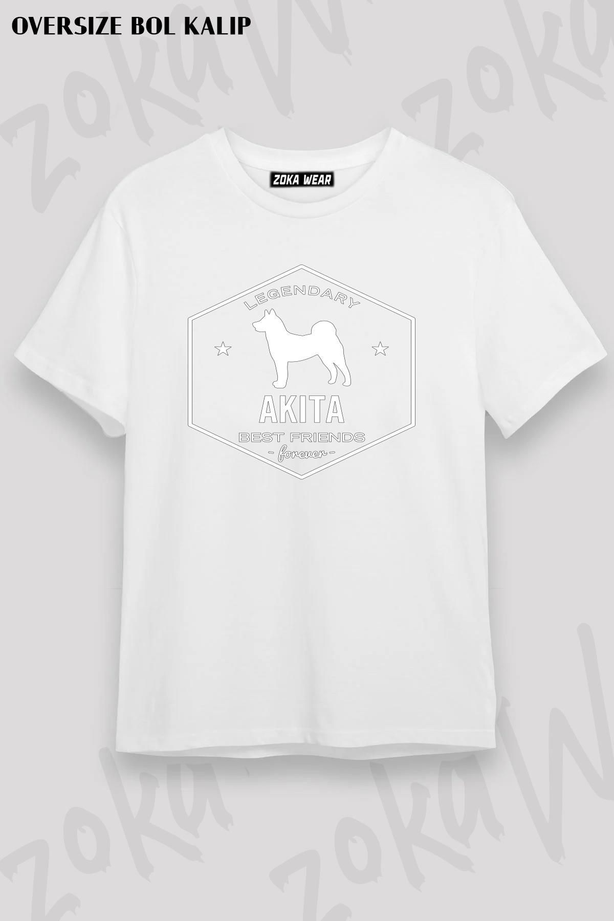 ZOKAWEAR Tricou Cu Imprimeu Unisex Oversize Legendary Akita Cei Mai Buni Prieteni Unisex - XL
