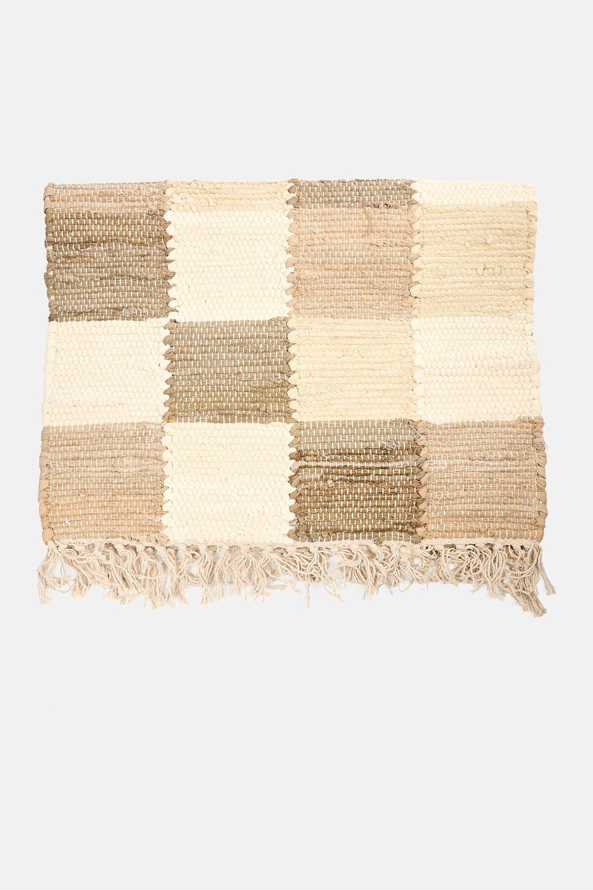 Muy Mucho-1 Pc Checkered Pattern Rug 50 x 80 cm, Beige 1