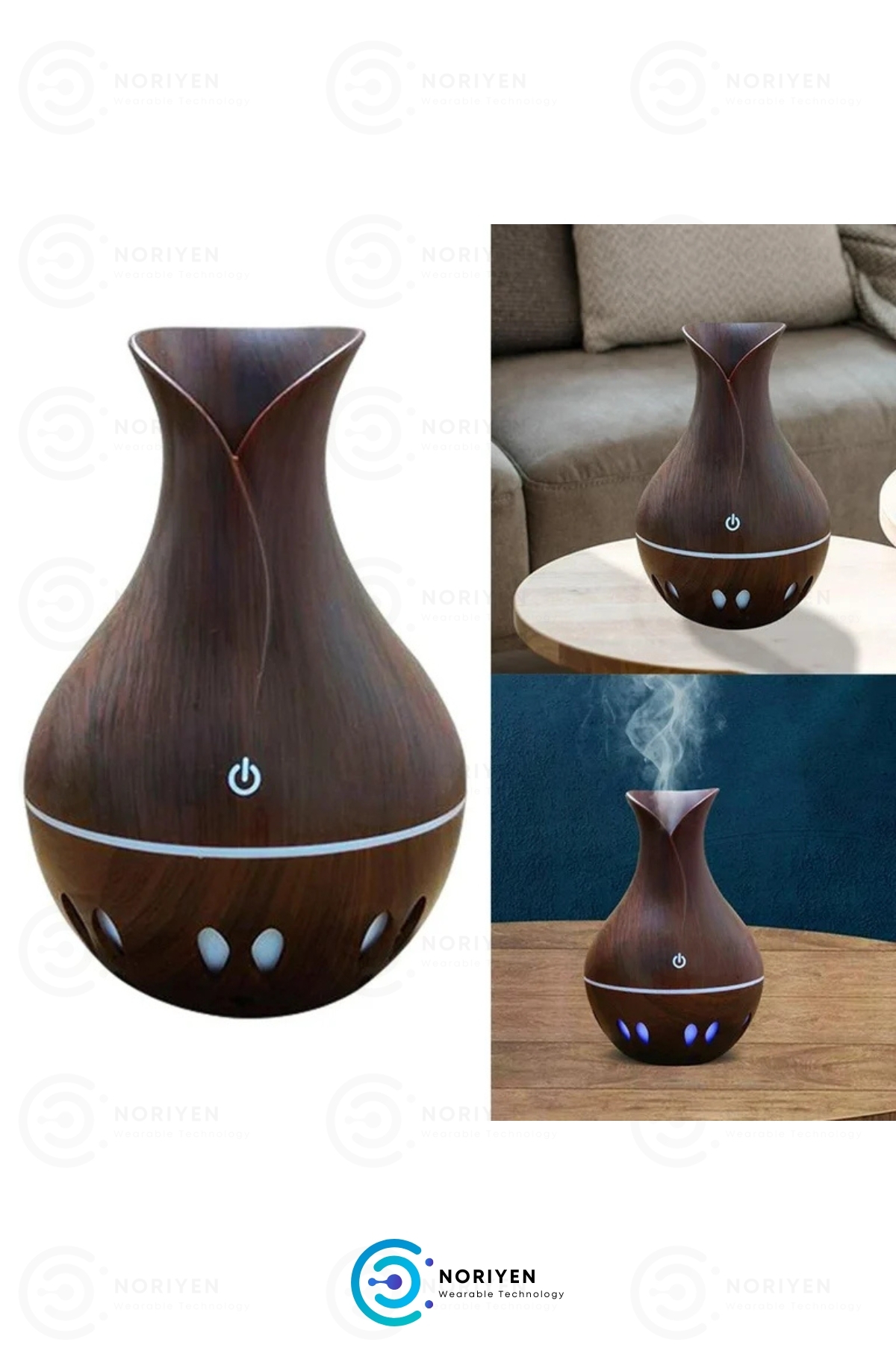 Ultra Sessiz Premium Ultrasonik Hava Nemlendirici 7 LED Gece Işığı Vazo Buhar Makinesi Aroma Difüzör