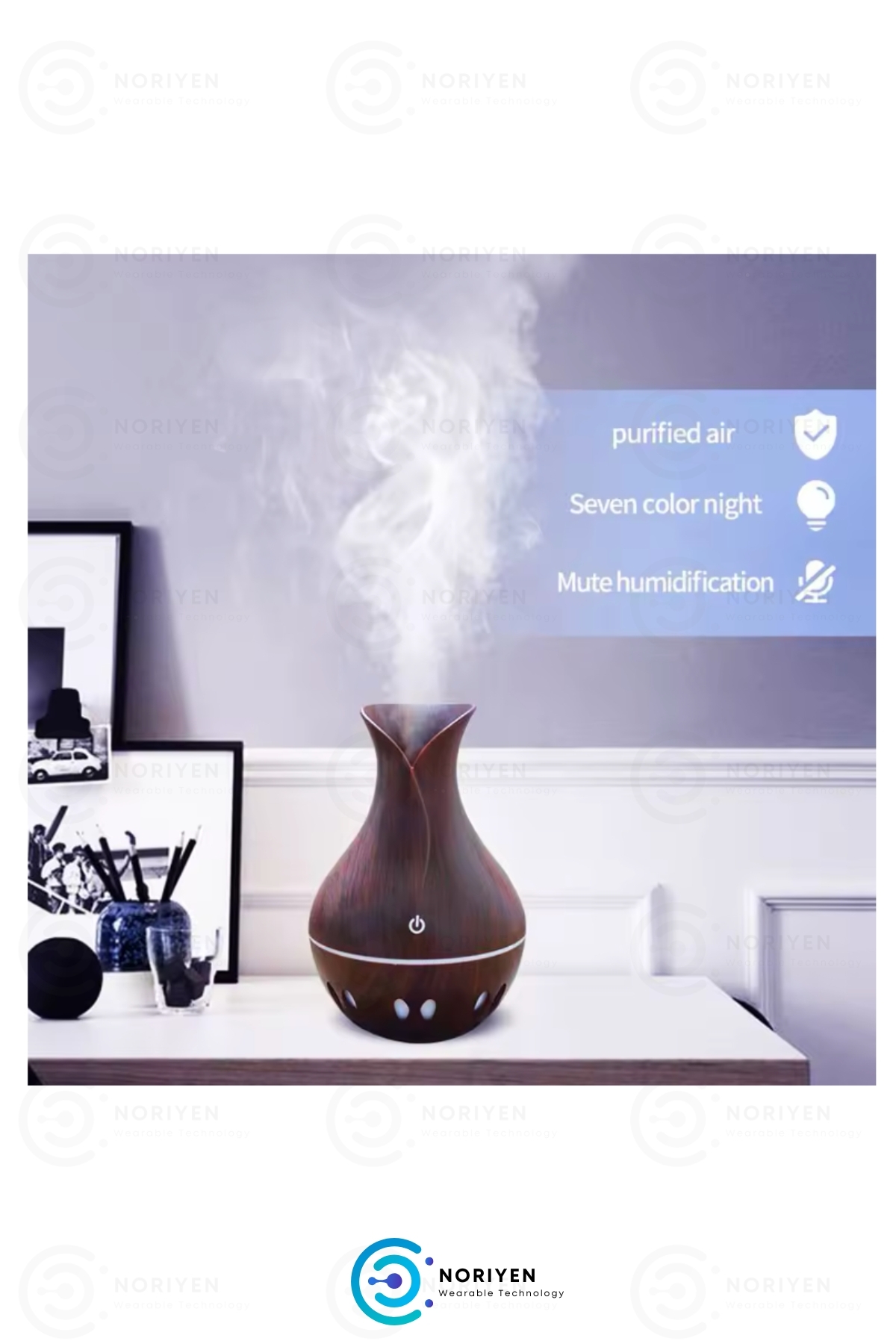 Ultra Sessiz Premium Ultrasonik Hava Nemlendirici 7 LED Gece Işığı Vazo Buhar Makinesi Aroma Difüzör